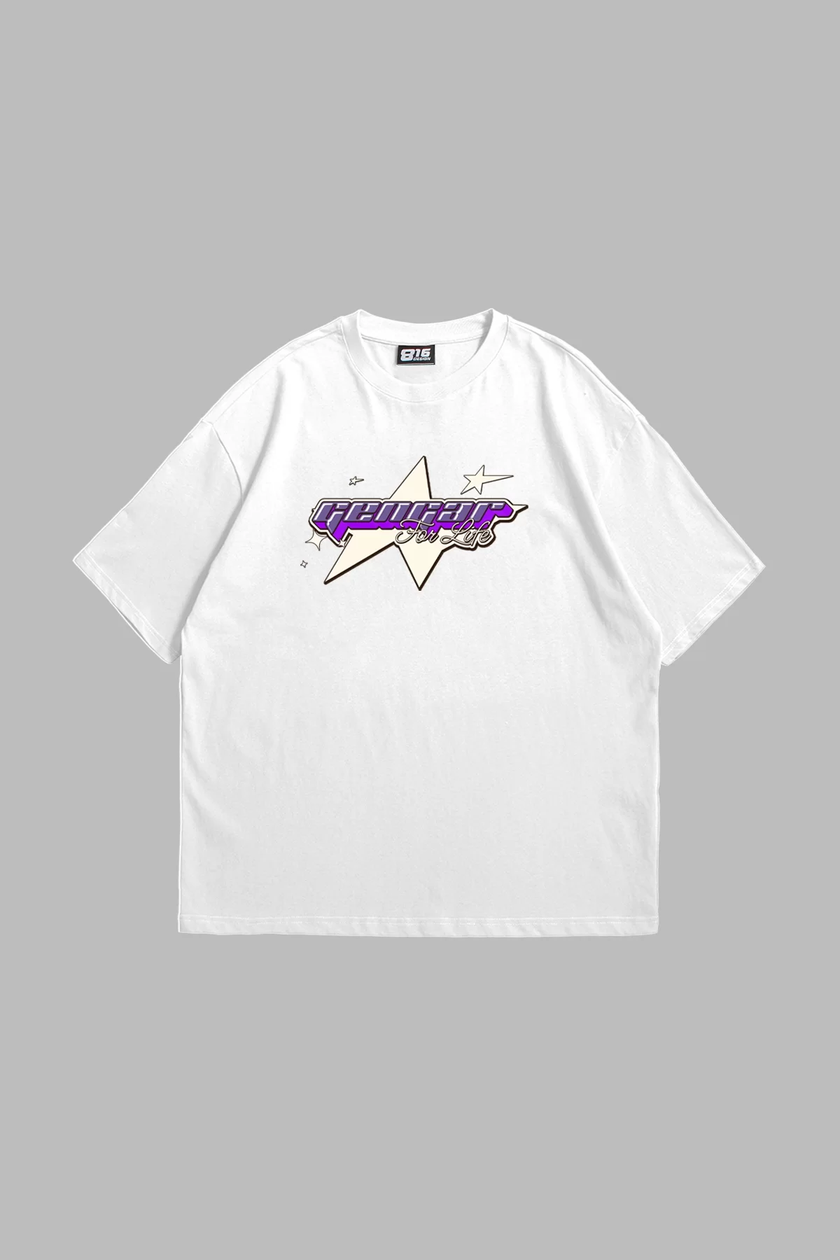 y2K Gengar Baskılı Beyaz Oversize Unisex Tshirt