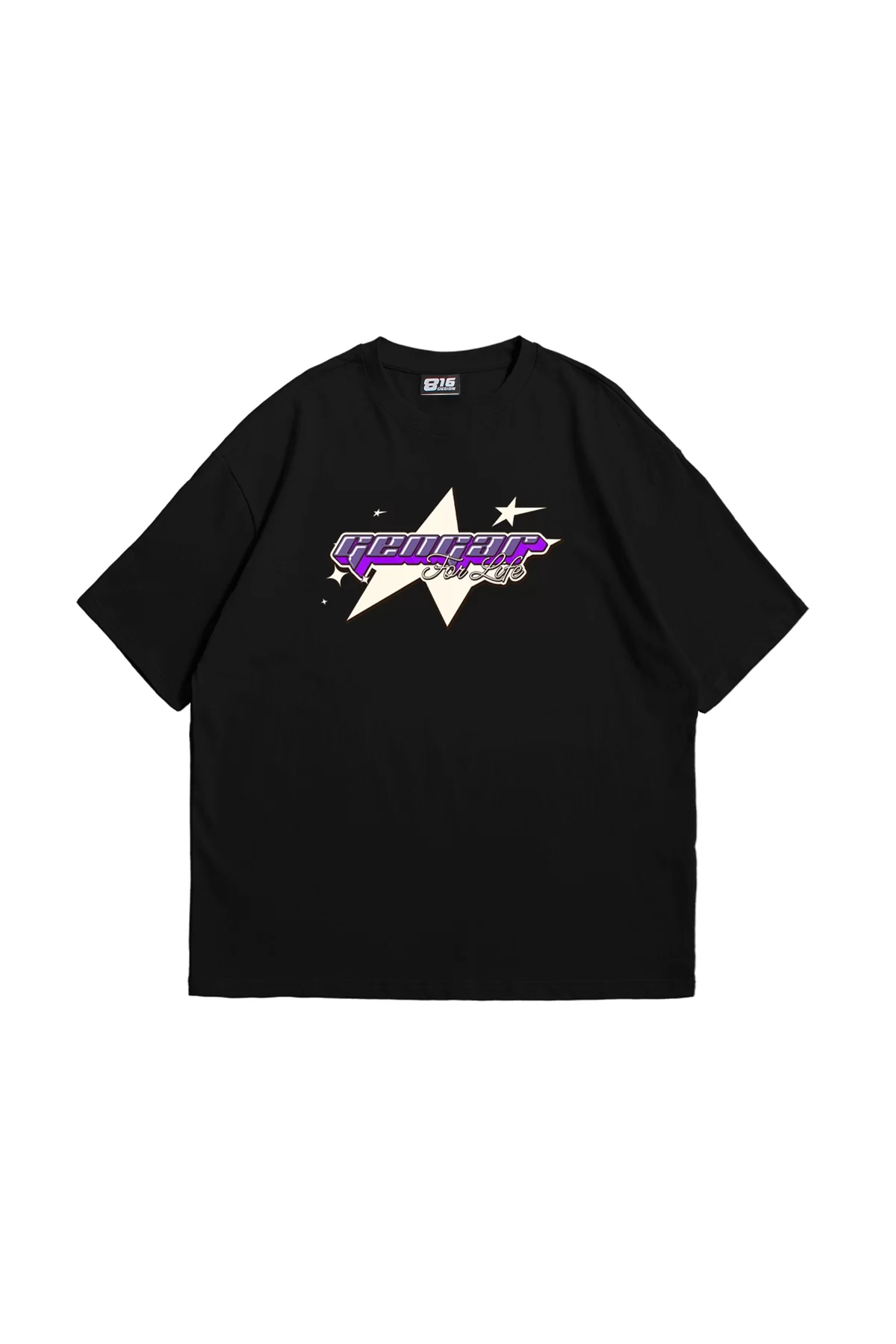 y2K Gengar Baskılı Siyah Oversize Unisex Tshirt