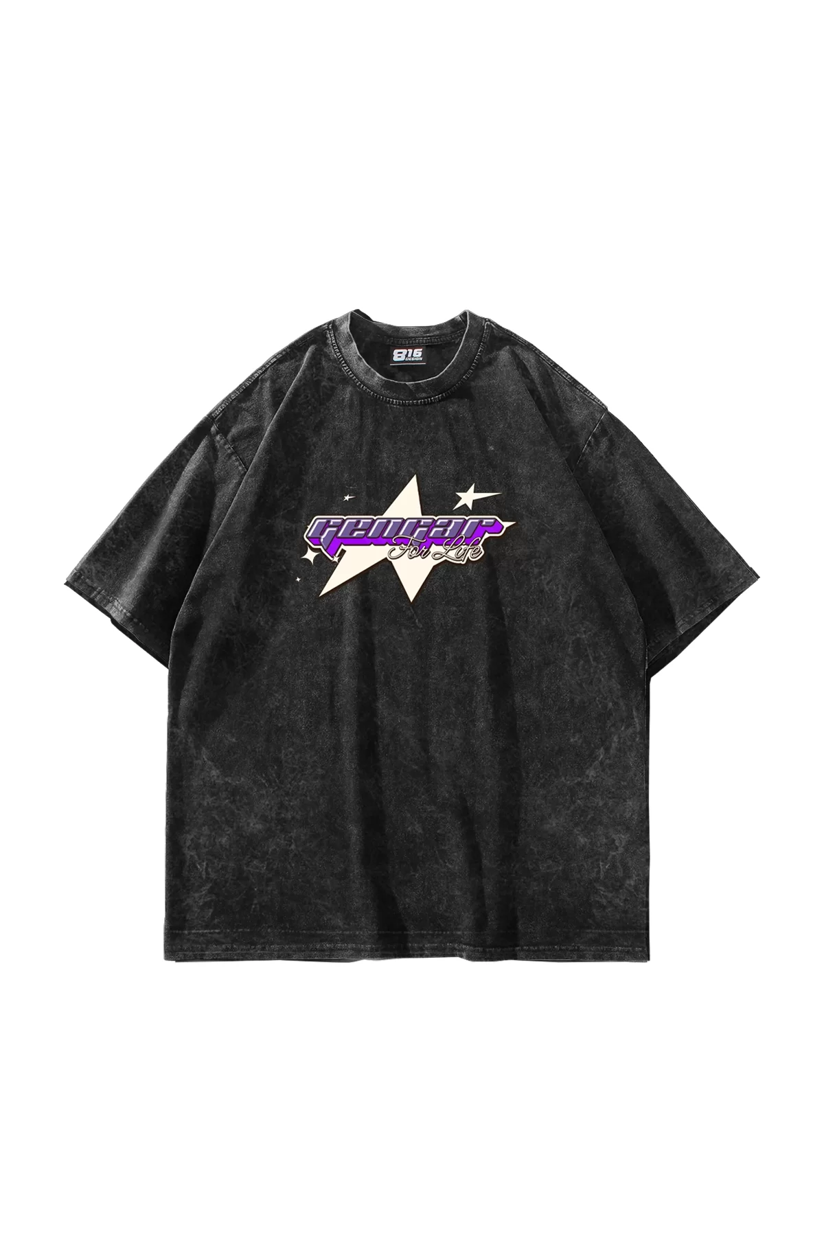 y2K Gengar Baskılı Yıkamalı Siyah Oversize Unisex Tshirt