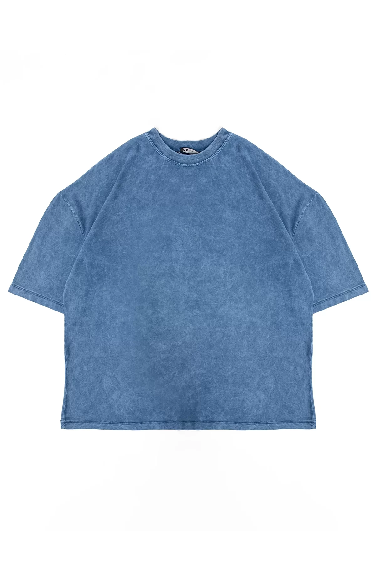 Yıkamalı Mavi Basic Oversize Unisex Tshirt