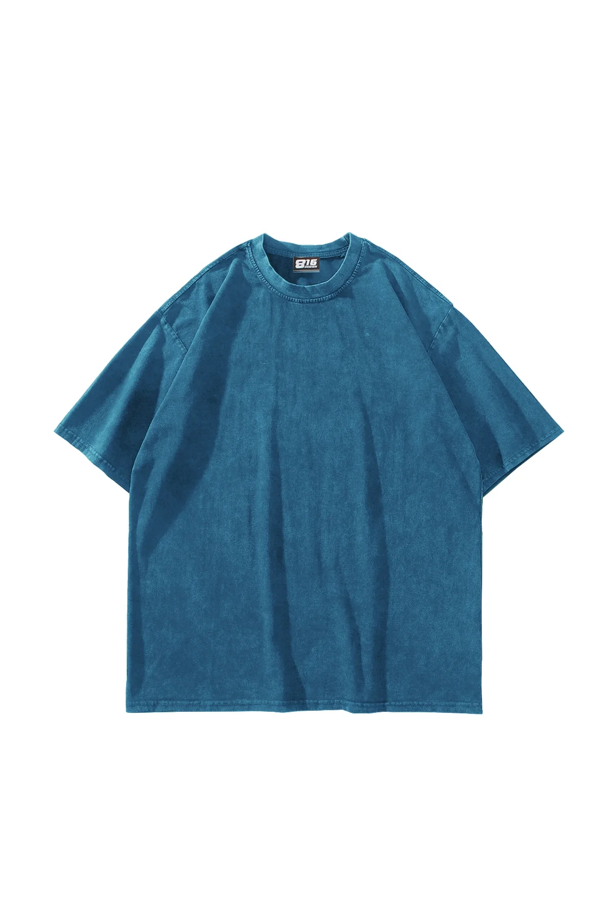 Yıkamalı Mavi Basic Oversize Unisex Tshirt