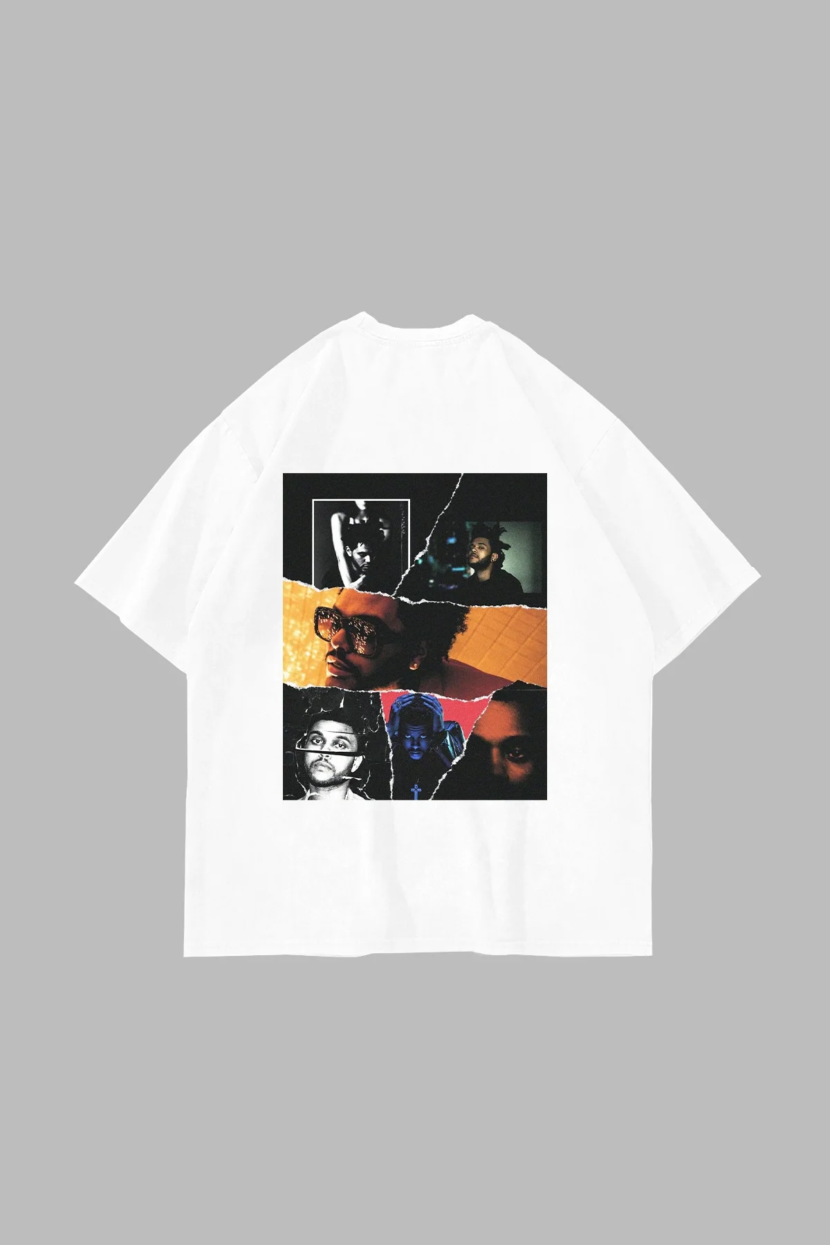 The Weeknd Baskılı Oversize Unisex Beyaz Tshirt