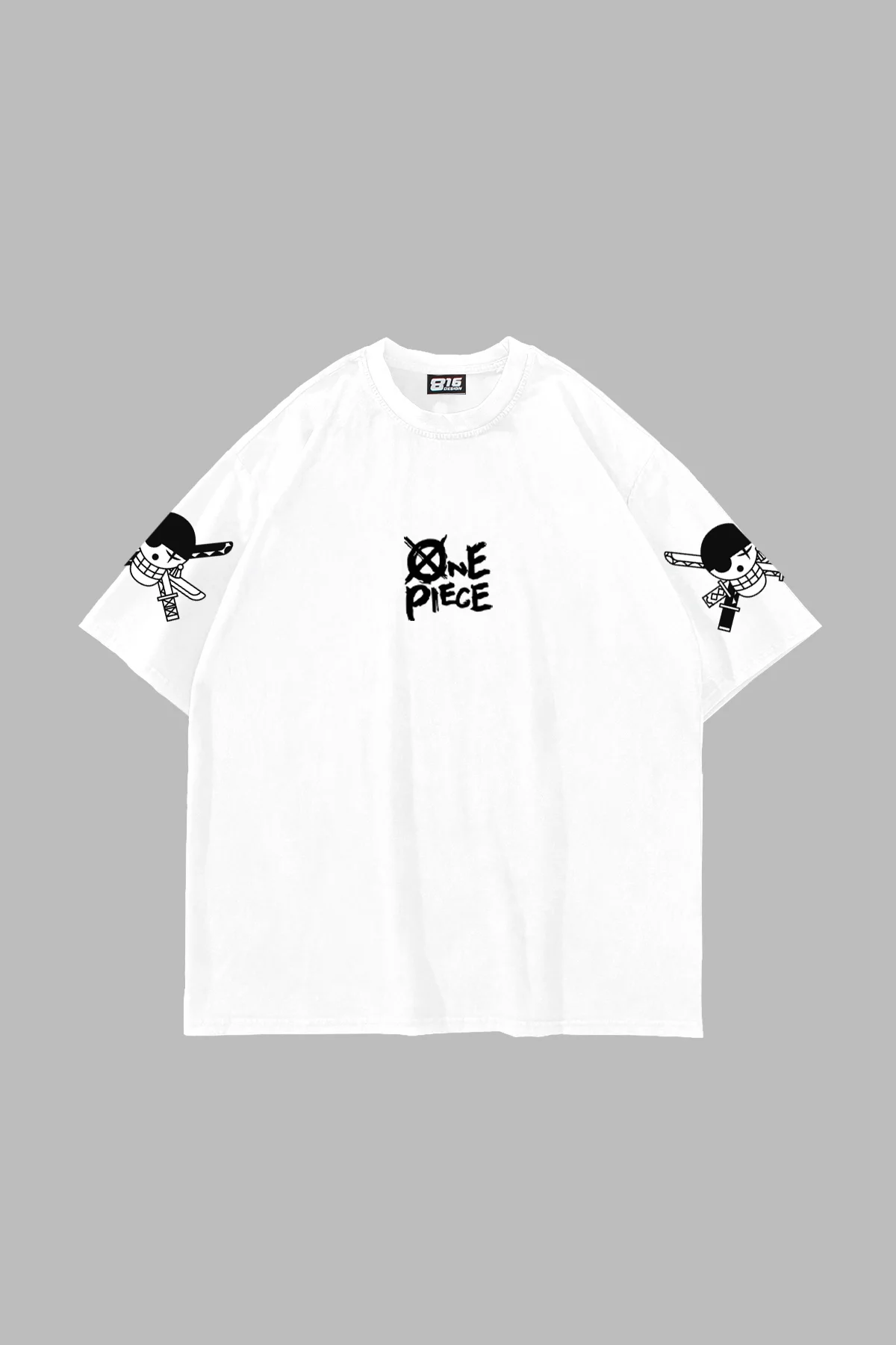 Roronoa Zoro Baskılı Oversize Unisex Beyaz Tshirt