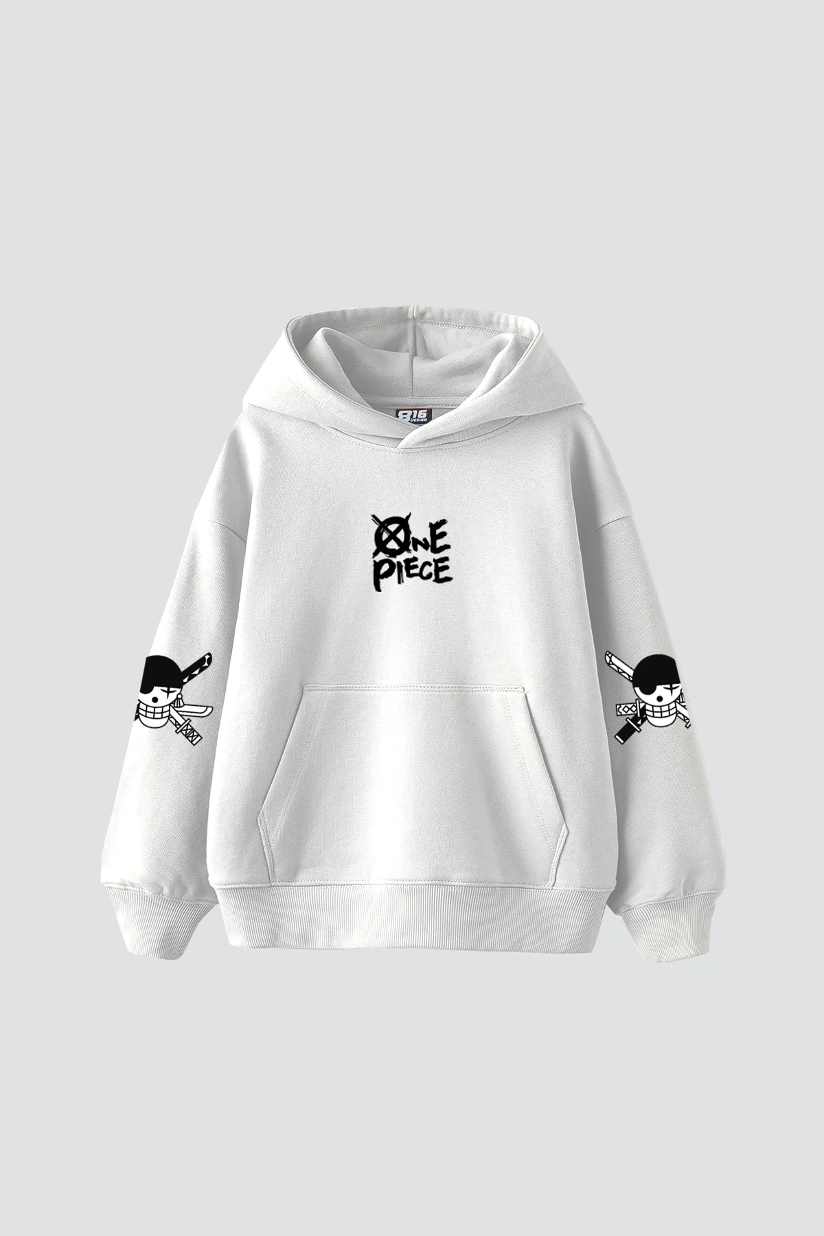 Roronoa Zoro Baskılı Oversize Unisex Beyaz Hoodie