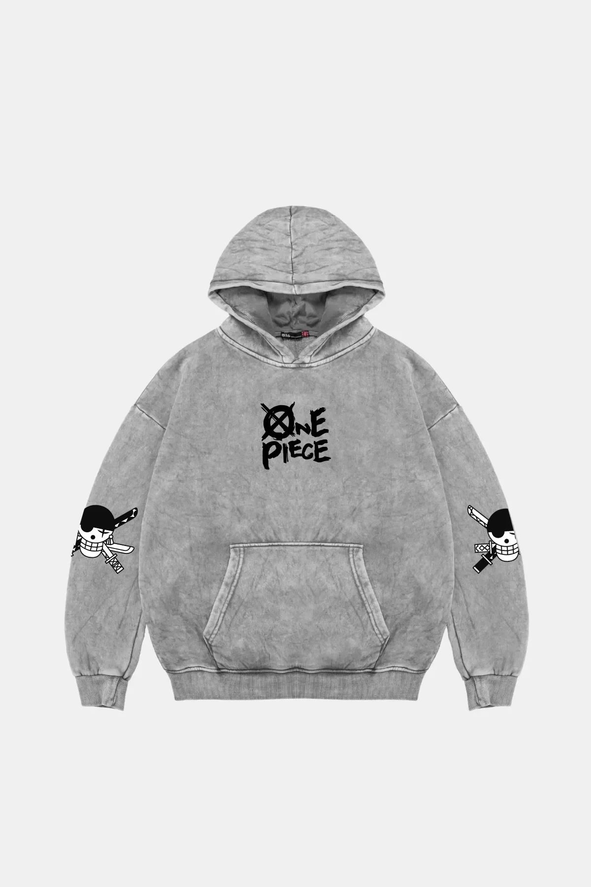 Roronoa Zoro Baskılı Oversize Unisex Yıkamalı Beyaz Hoodie