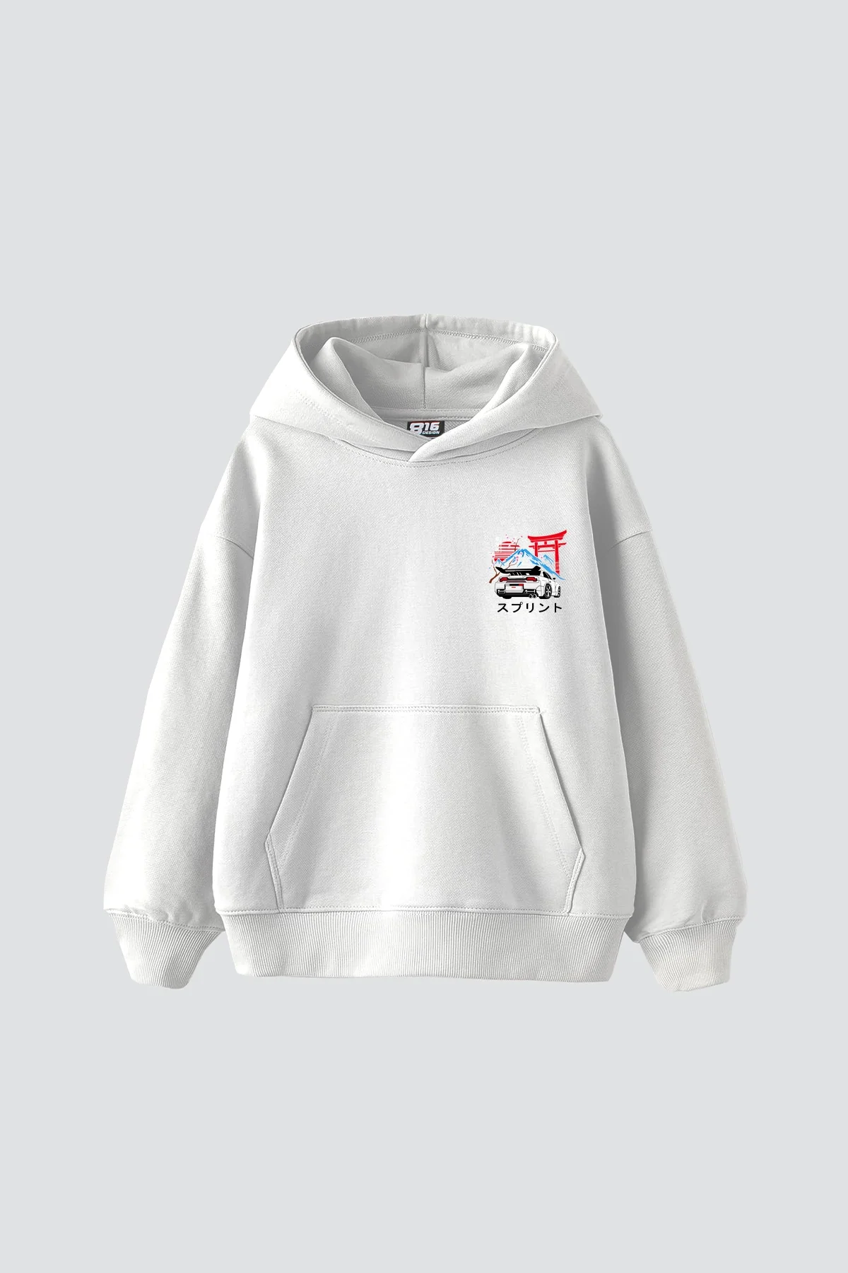 Japanese Honda Sakura Baskılı Oversize Unisex Beyaz Hoodie