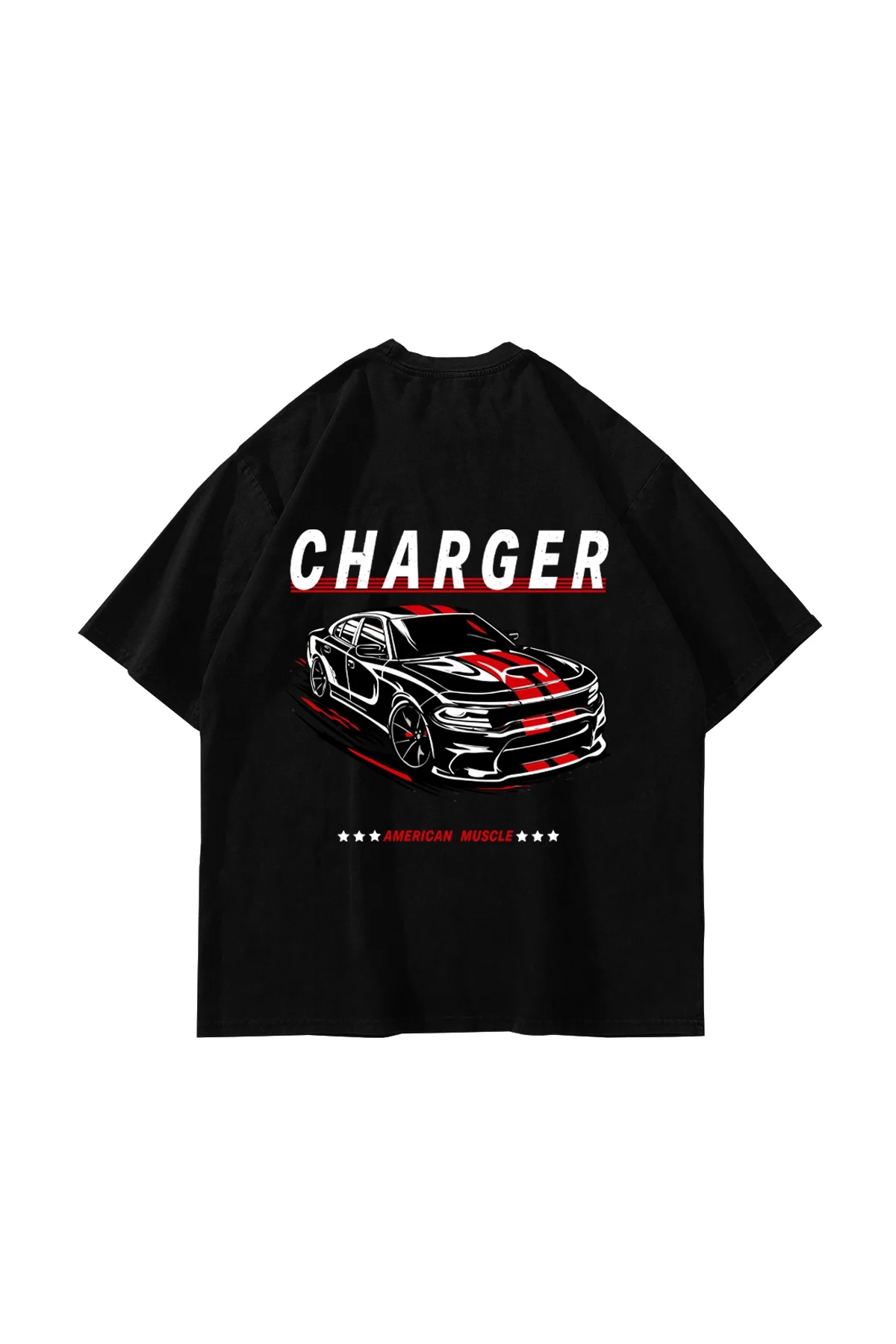 The Charger Legacy Baskılı Oversize Unisex Siyah Tshirt