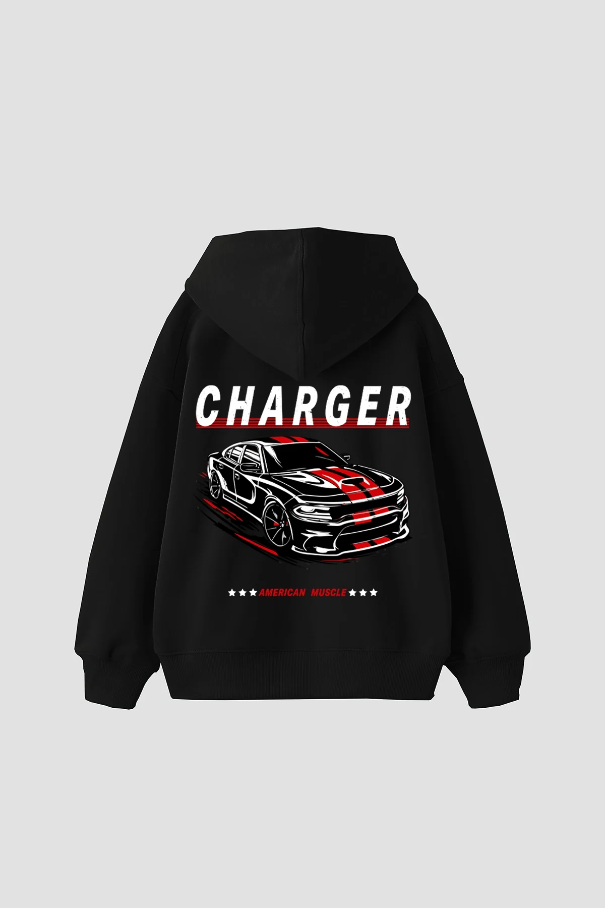 The Charger Legacy Baskılı Oversize Unisex Siyah Hoodie