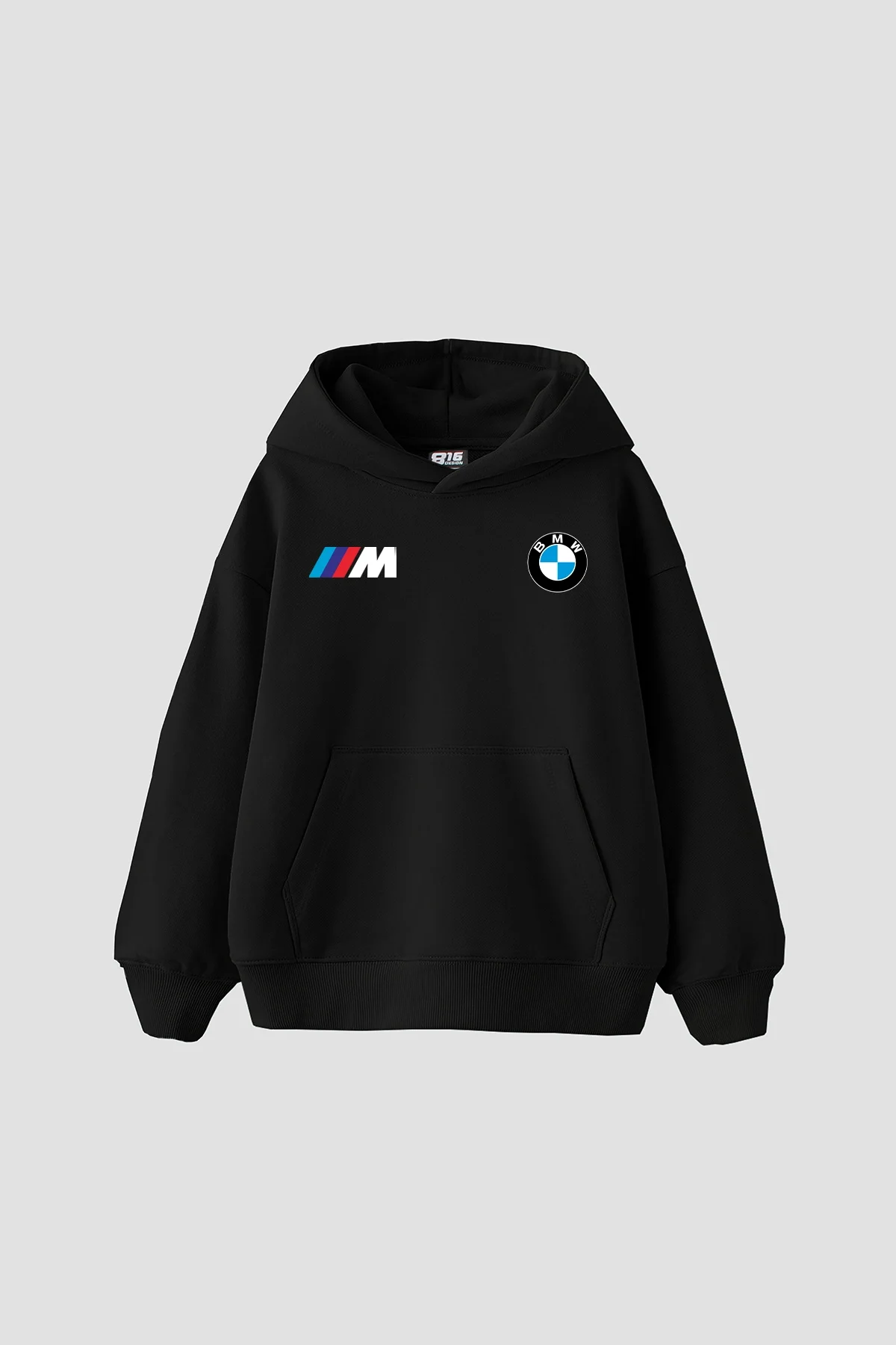 The M5 Blueprint Baskılı Oversize Unisex Siyah Hoodie