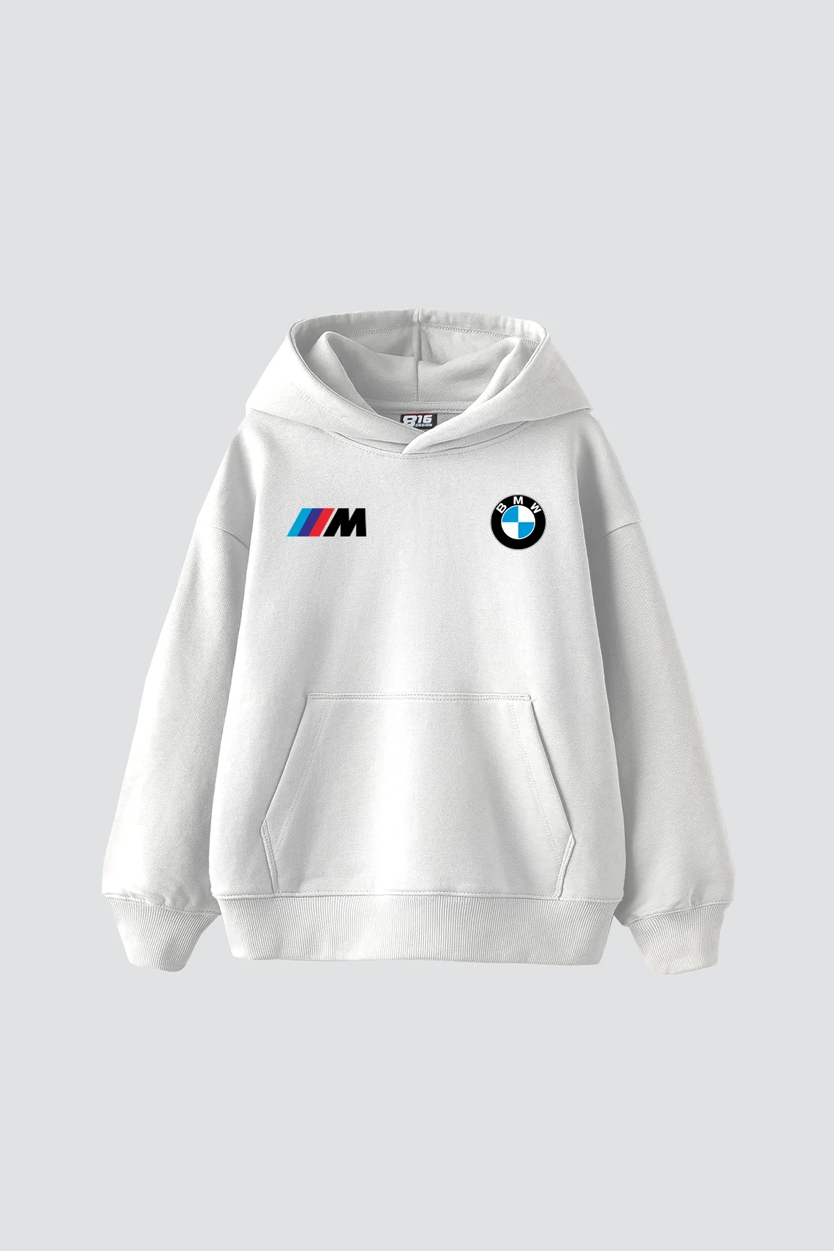 The M5 Blueprint Baskılı Oversize Unisex Beyaz Hoodie