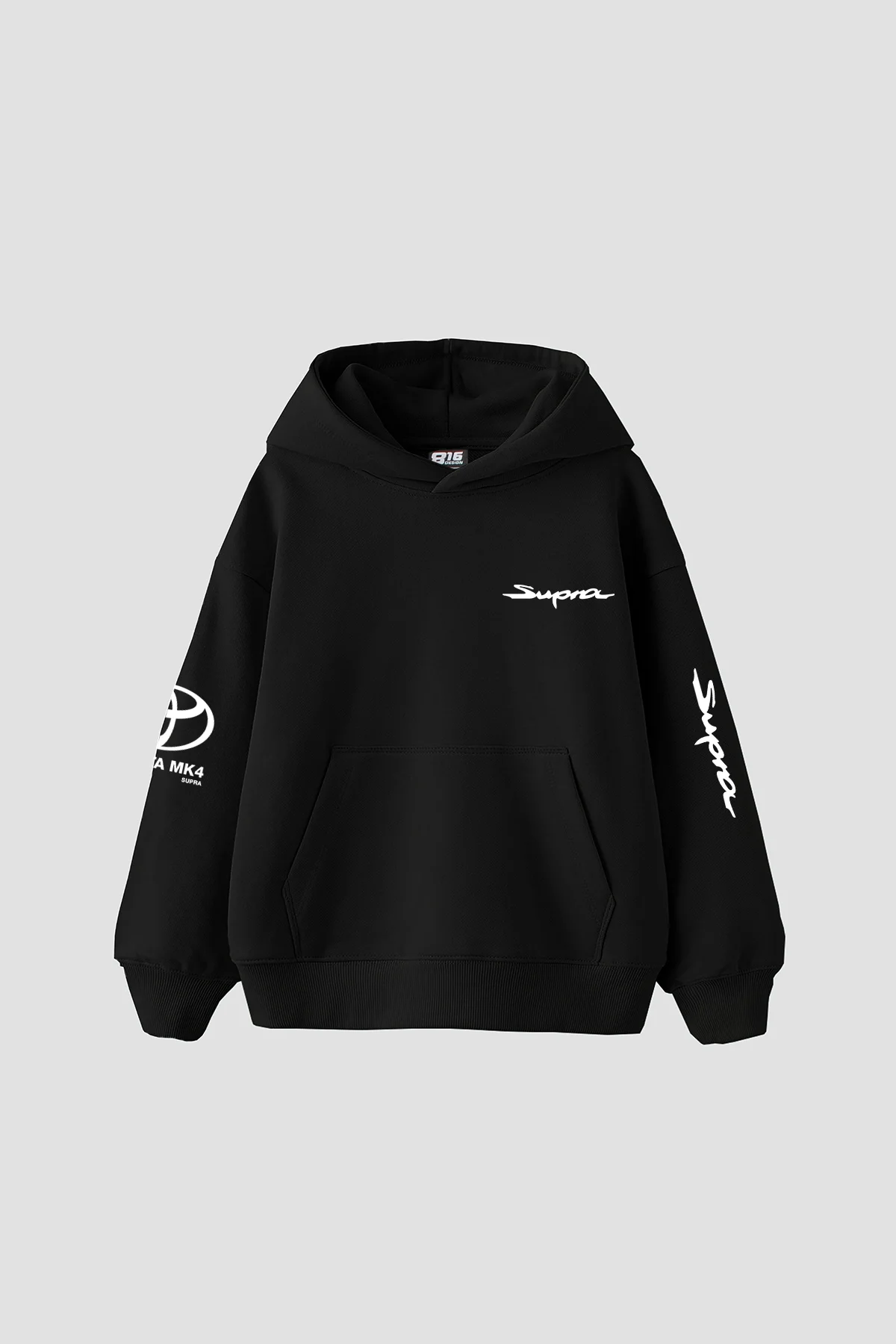 Masterpiece on Wheels Baskılı Oversize Unisex Siyah Hoodie