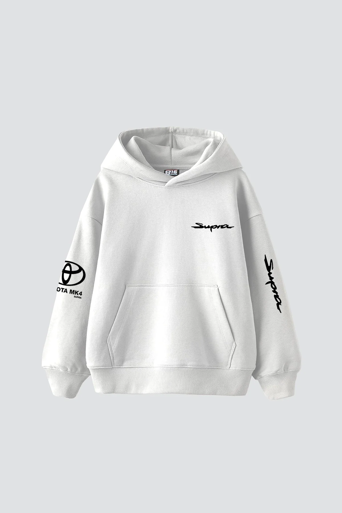 Masterpiece on Wheels Baskılı Oversize Unisex Beyaz Hoodie