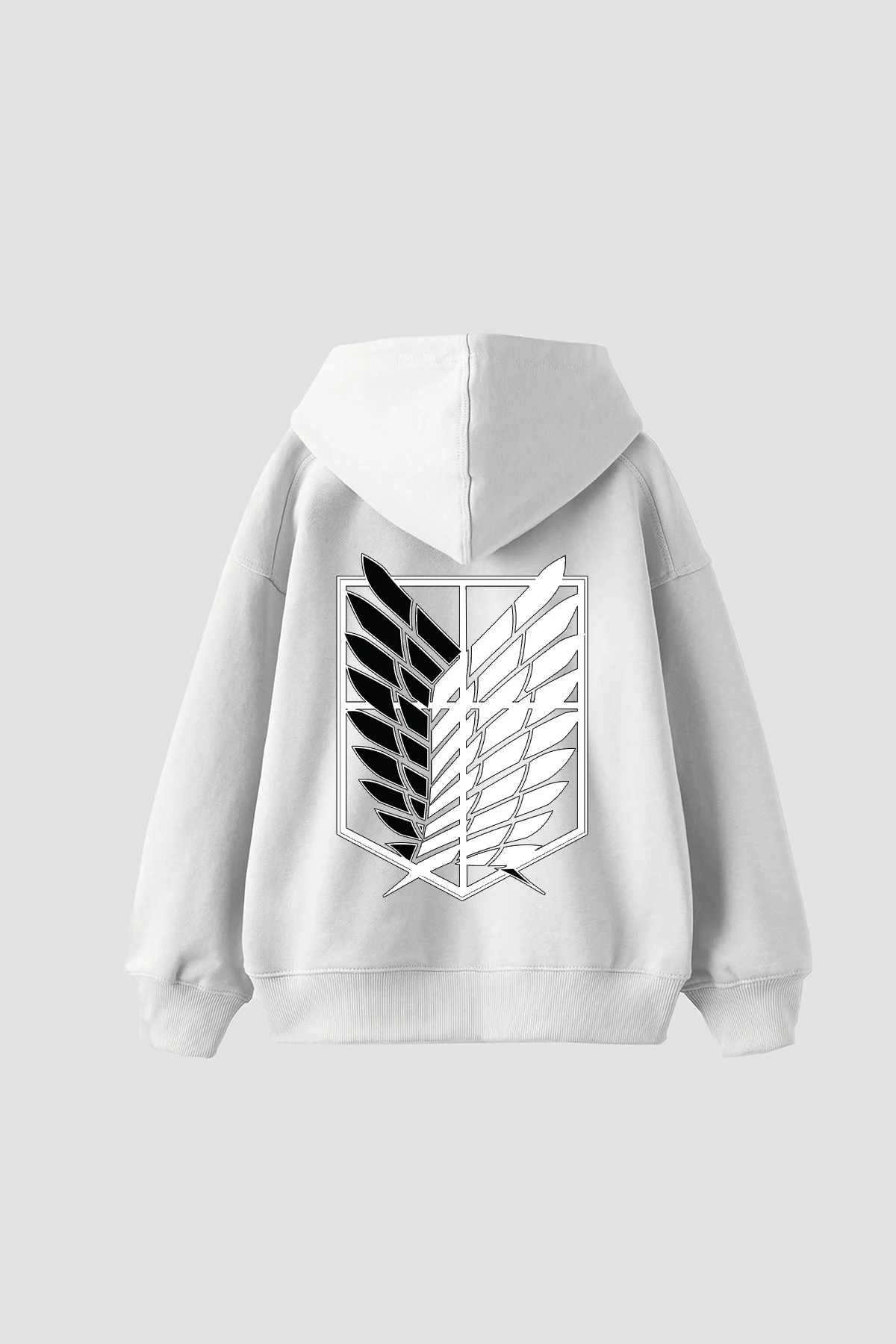 Wings of Freedom Baskılı Oversize Unisex Beyaz Hoodie