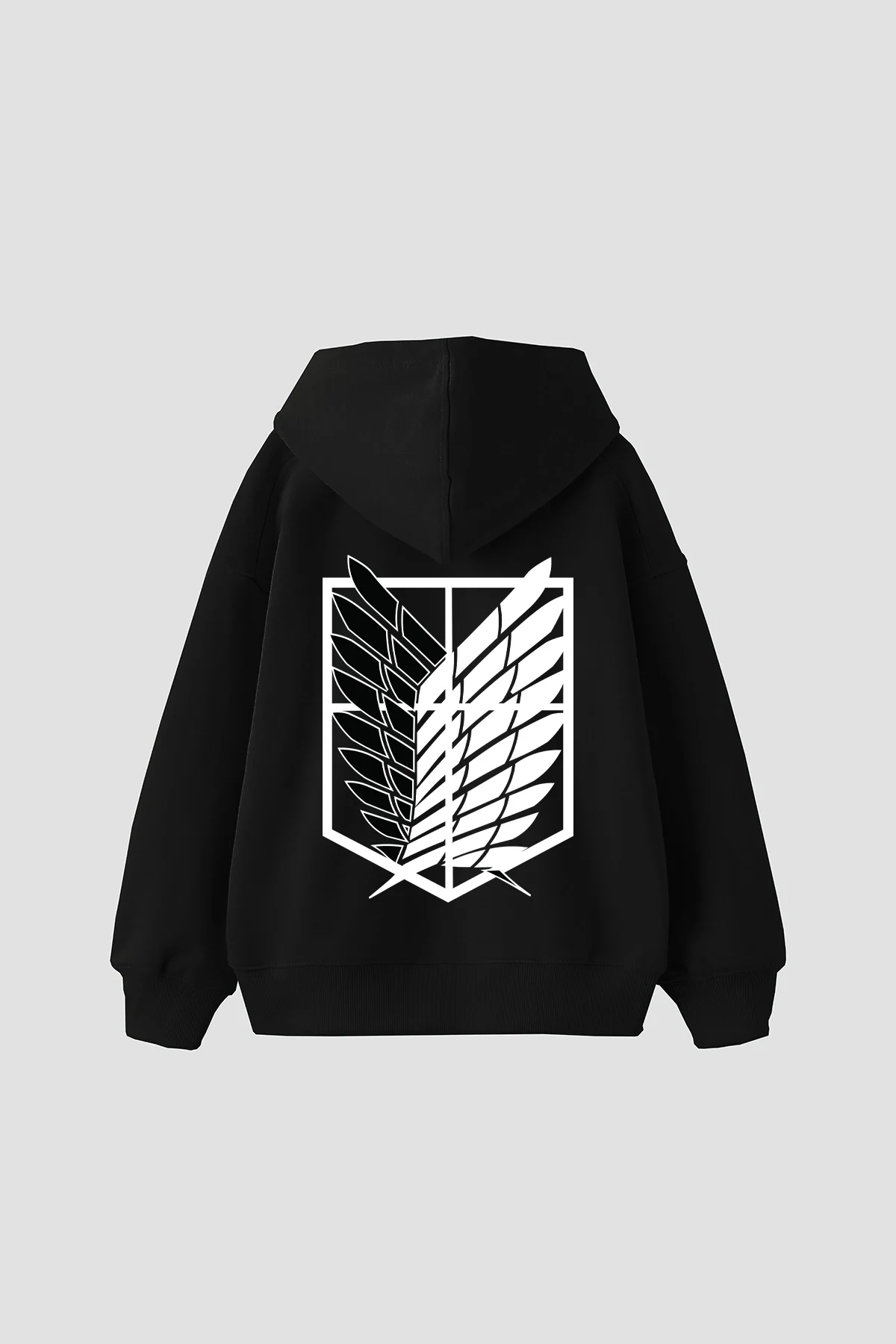 Wings of Freedom Baskılı Oversize Unisex Siyah Hoodie