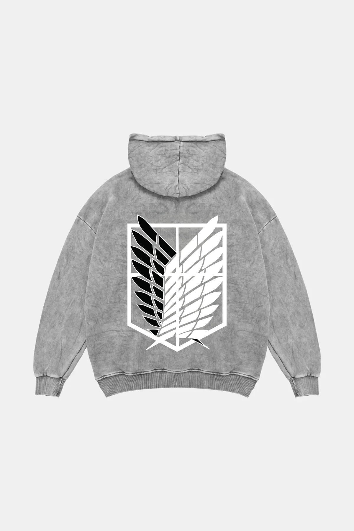 Wings of Freedom Baskılı Oversize Unisex Yıkamalı Beyaz Hoodie