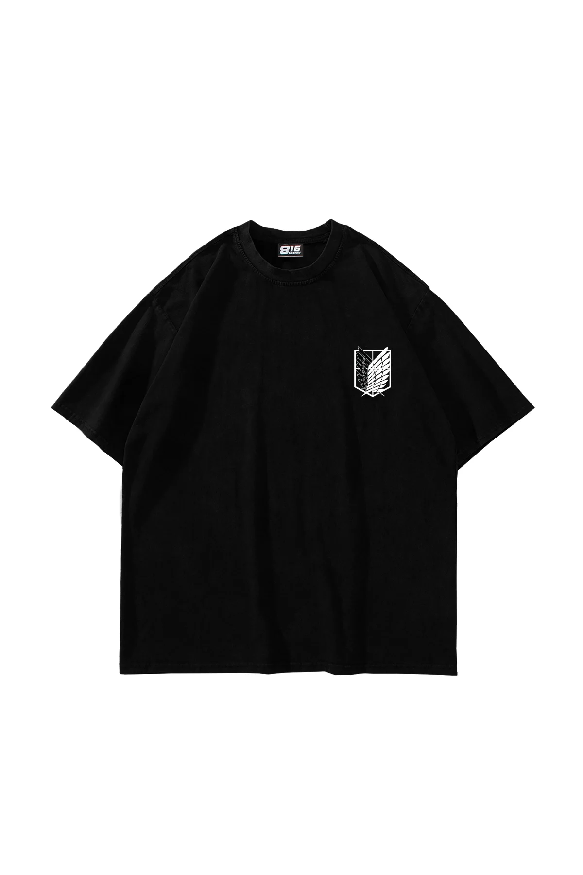 Wings of Freedom Baskılı Oversize Unisex Siyah Tshirt