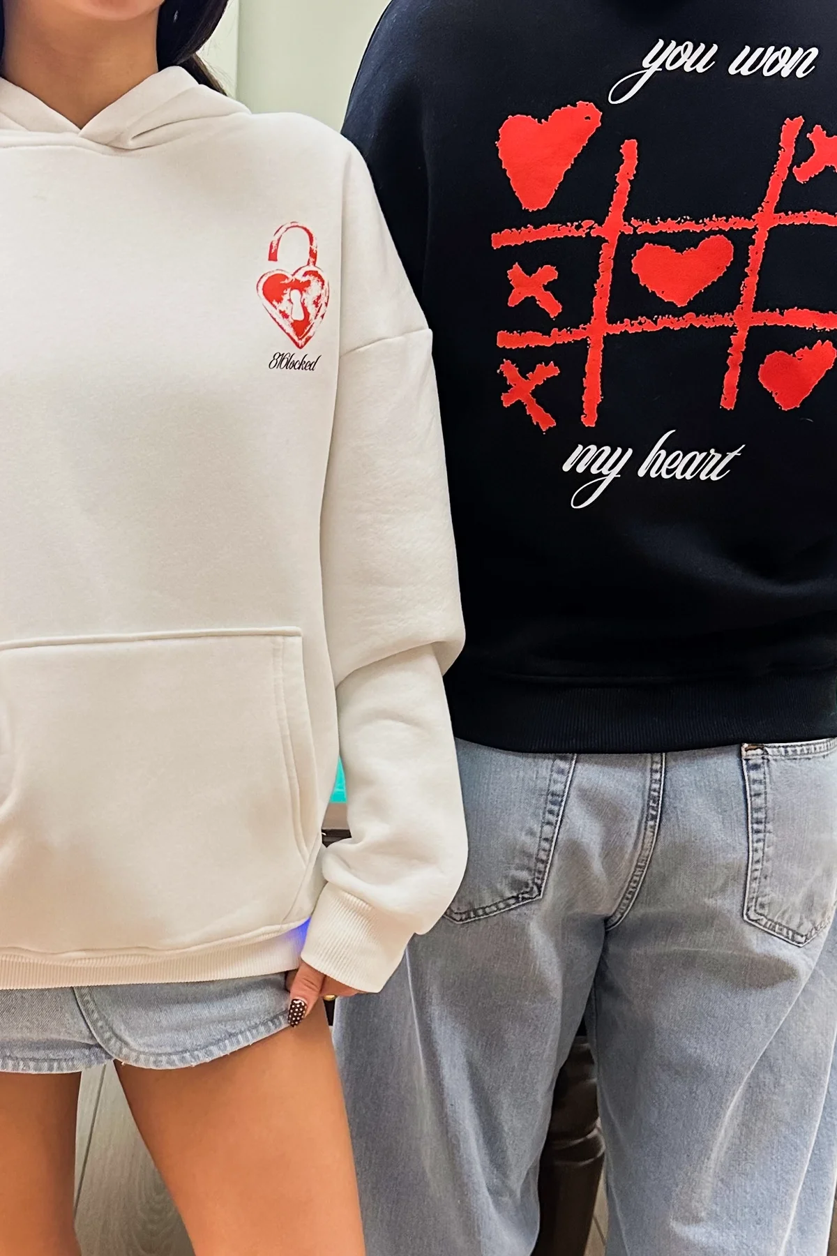 816 Locked Baskılı Oversize Unisex Beyaz Hoodie