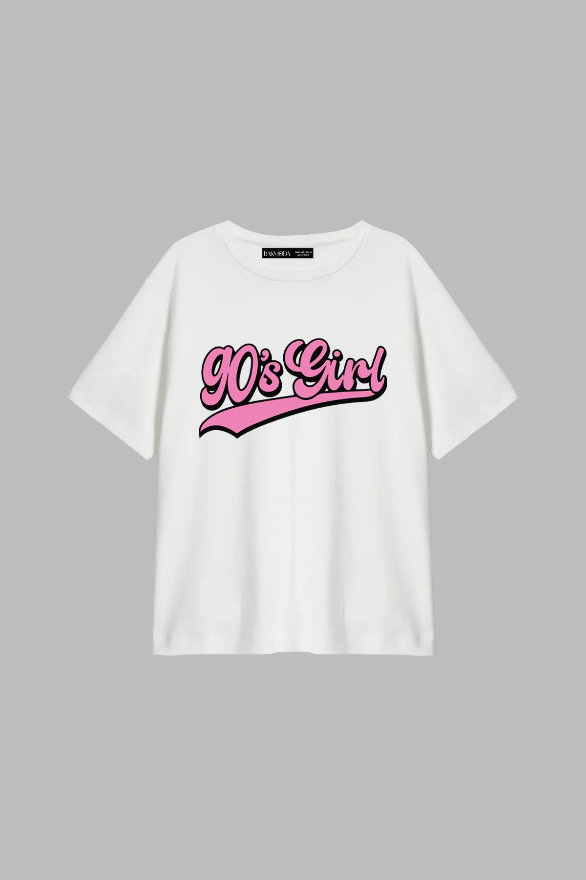 90s Girl Baskılı Relaxed Fit Beyaz Kadın Tshirt