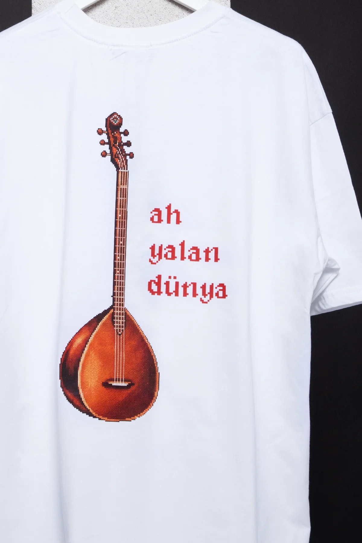 Ah Yalan Dünya Baskılı Oversize Unisex Beyaz Tshirt