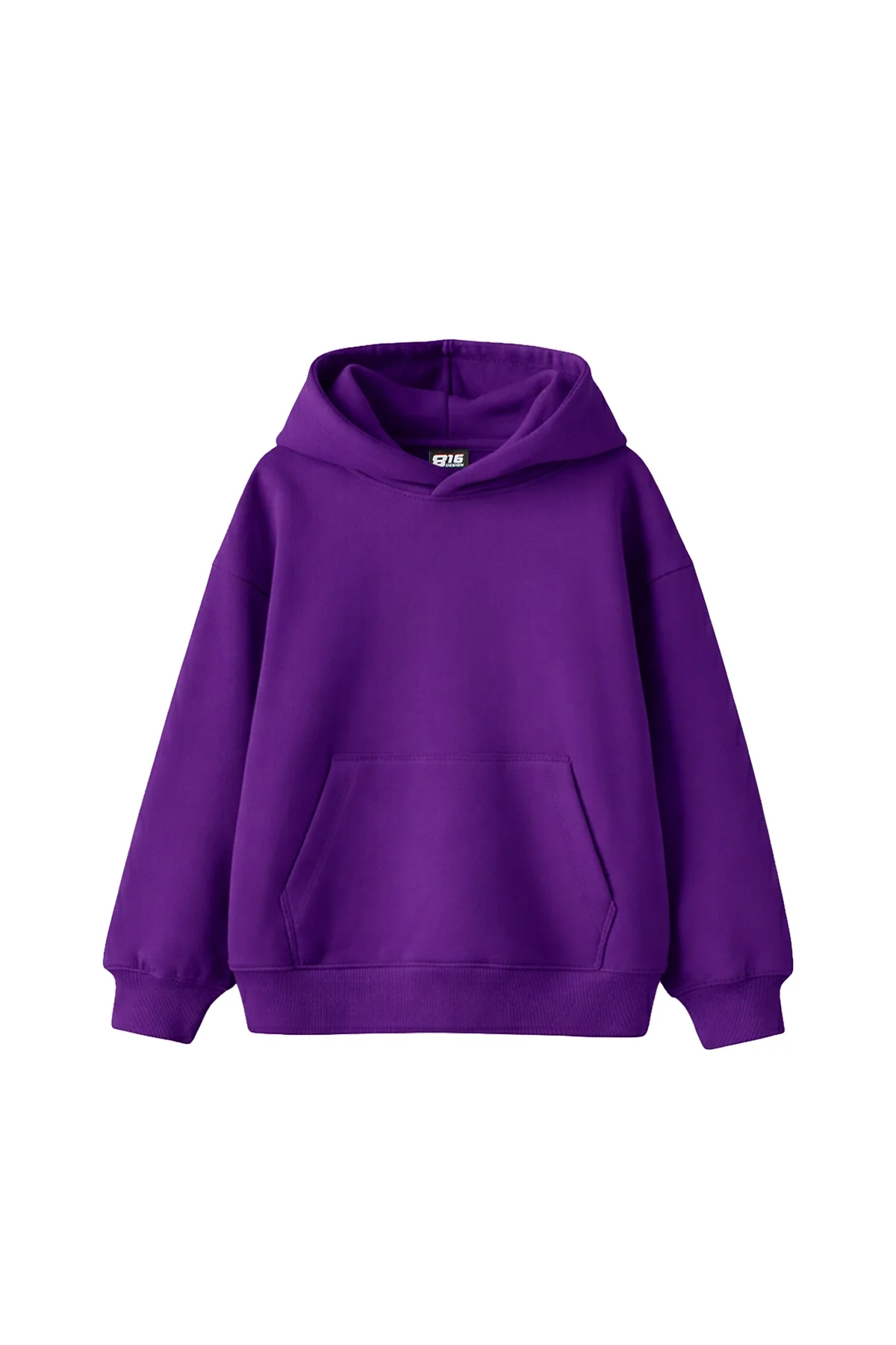 Basic Oversize Unisex Koyu Mor Hoodie
