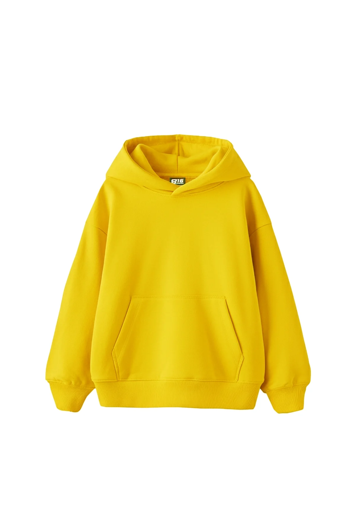 Basic Oversize Unisex Sarı Hoodie