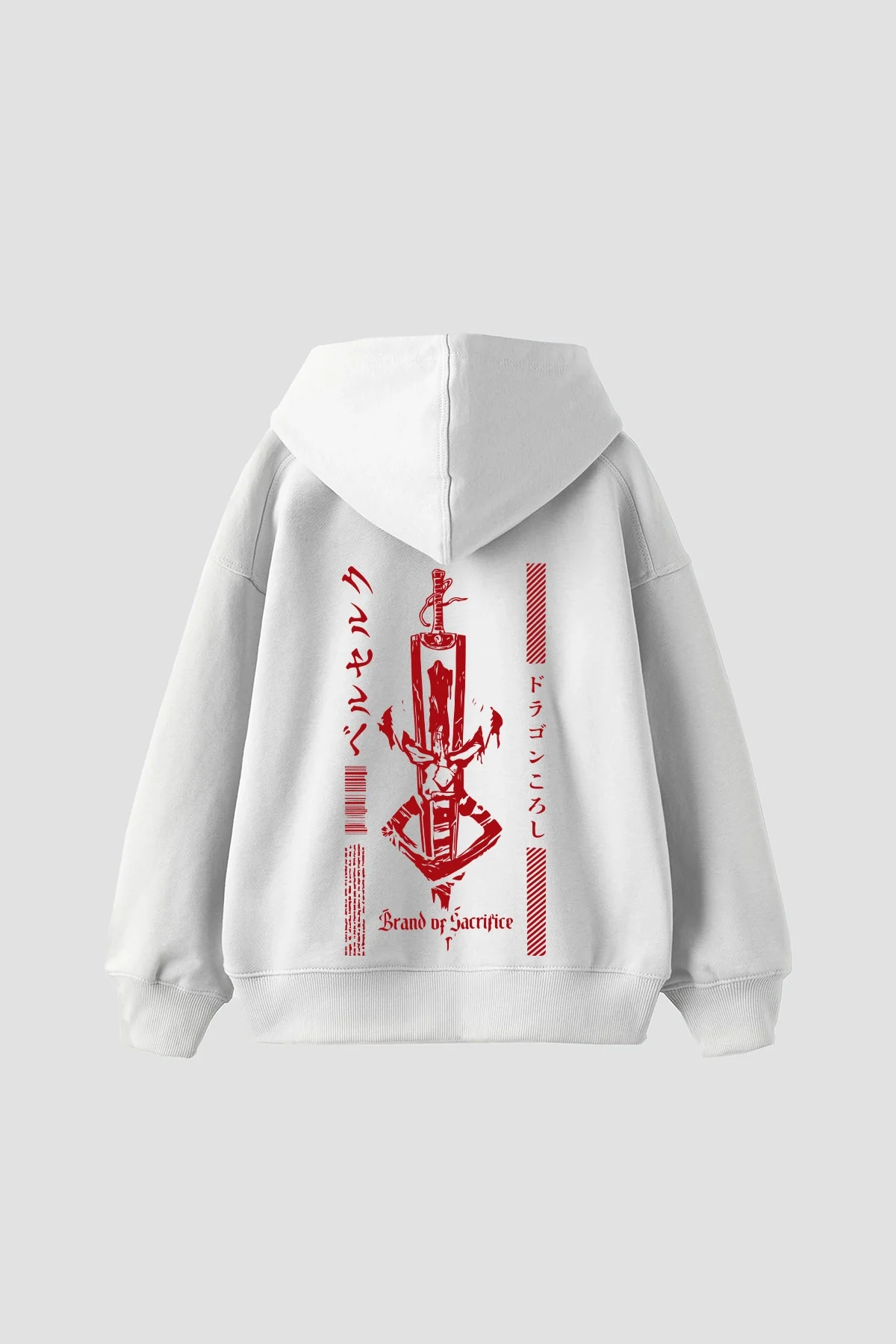 Berserk Dragon Slayer Baskılı Oversize Unisex Beyaz Hoodie