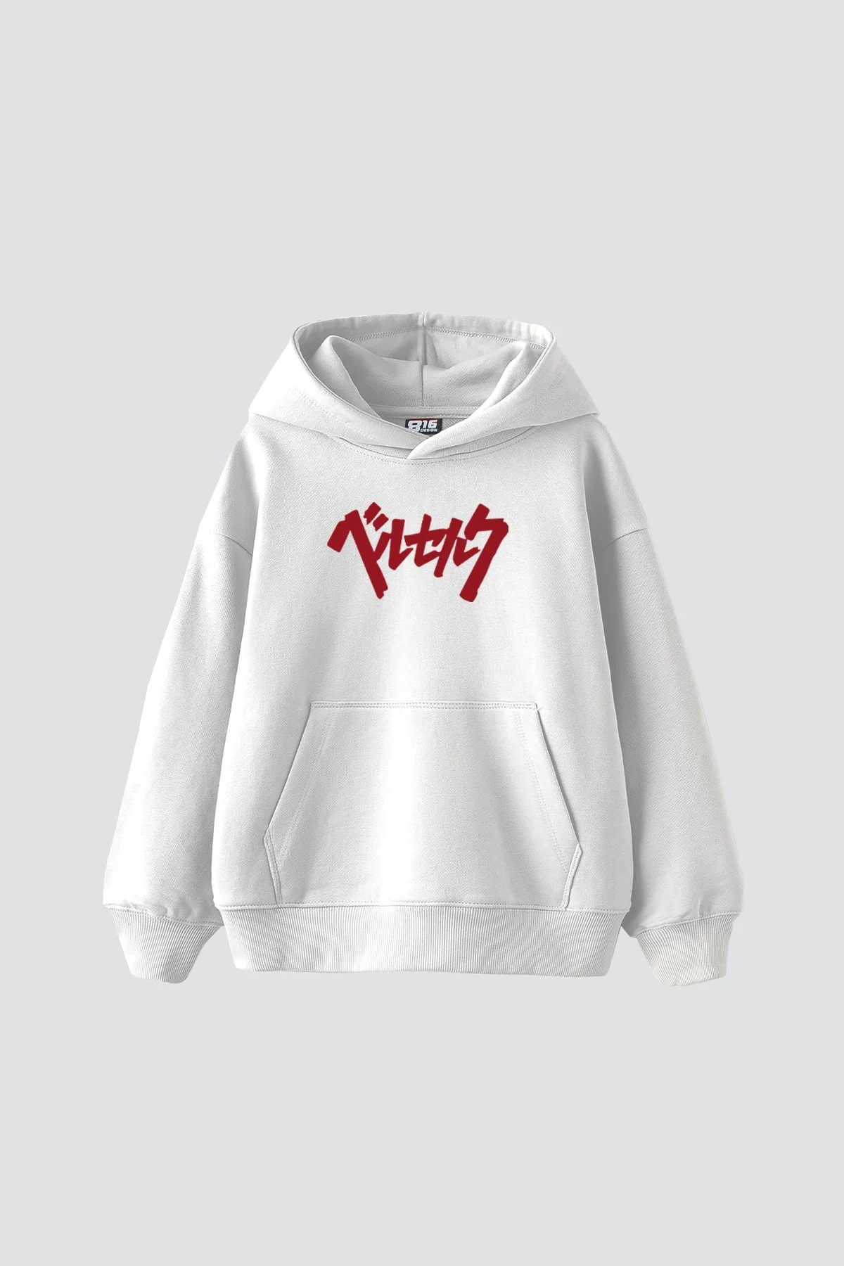Berserk Guts Baskılı Oversize Unisex Beyaz Hoodie