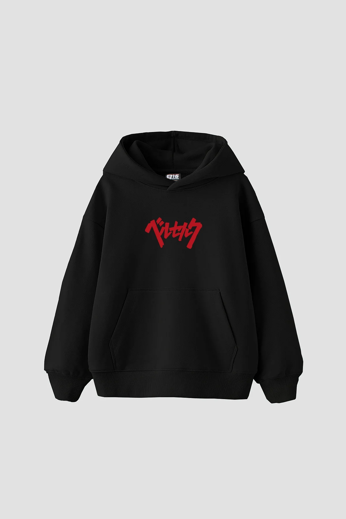 Berserk Guts Baskılı Oversize Unisex Siyah Hoodie