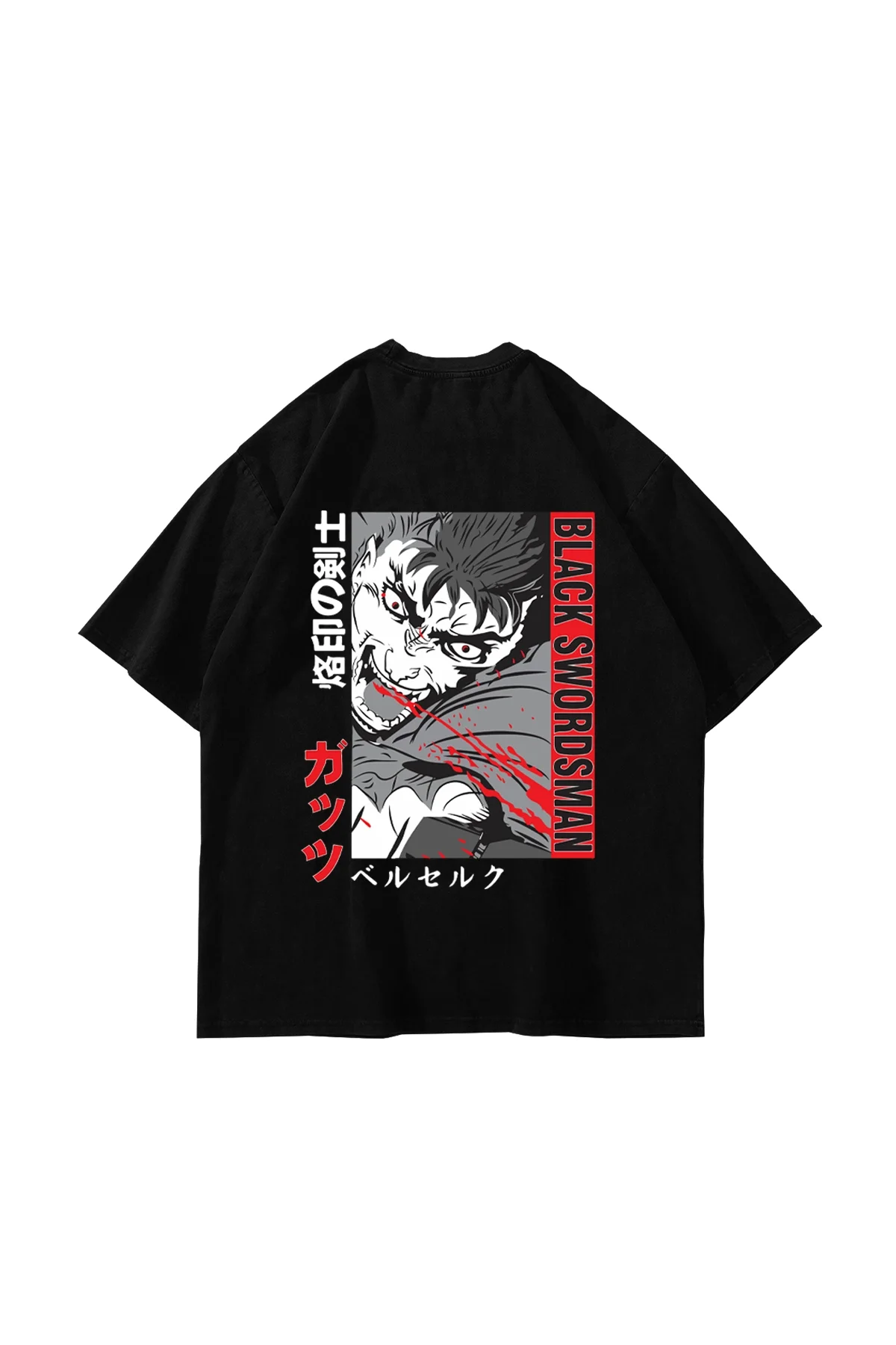Black Swordsman Baskılı Oversize Unisex Siyah Tshirt