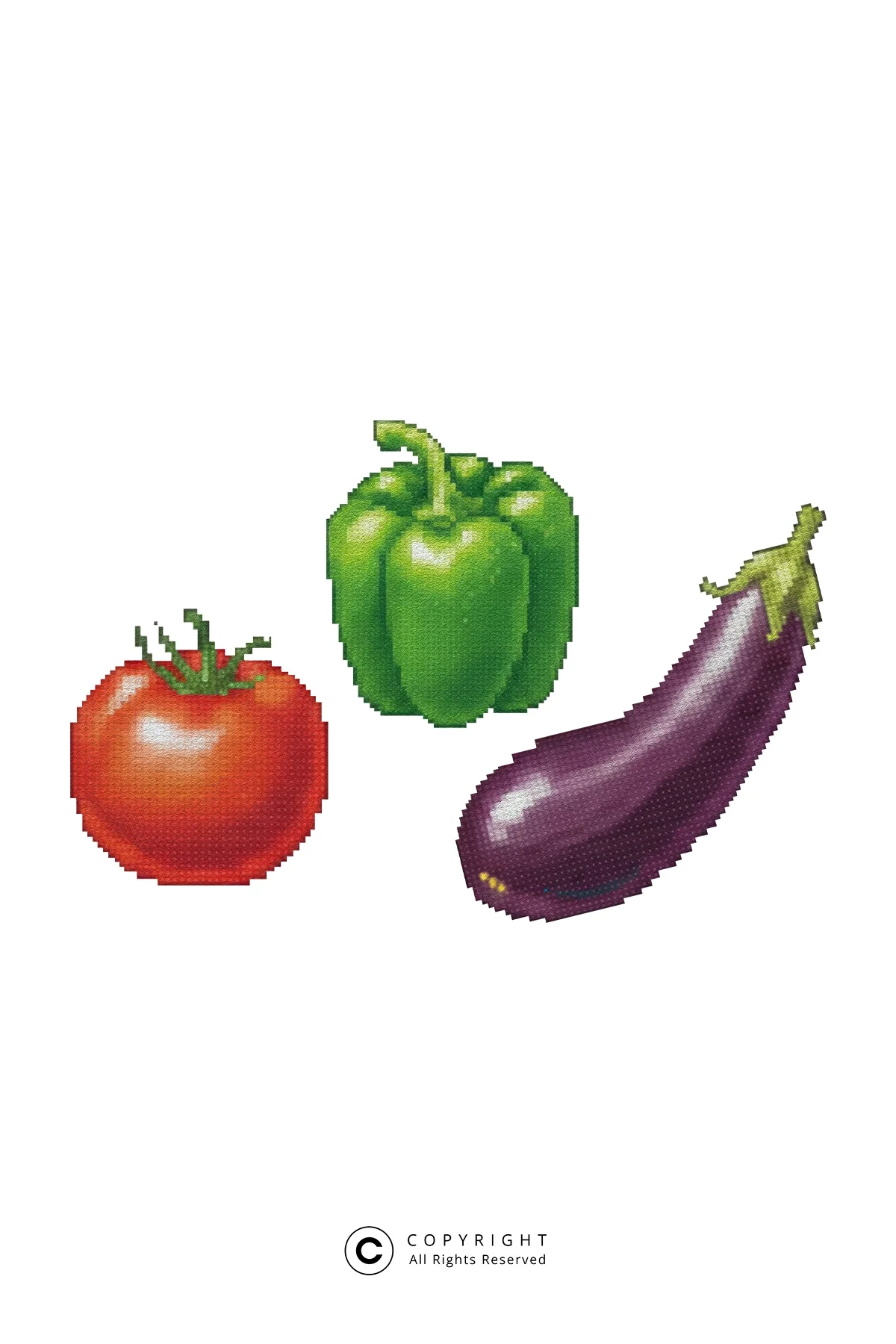 Domates Biber Patlıcan Baskılı Oversize Unisex Beyaz Tshirt