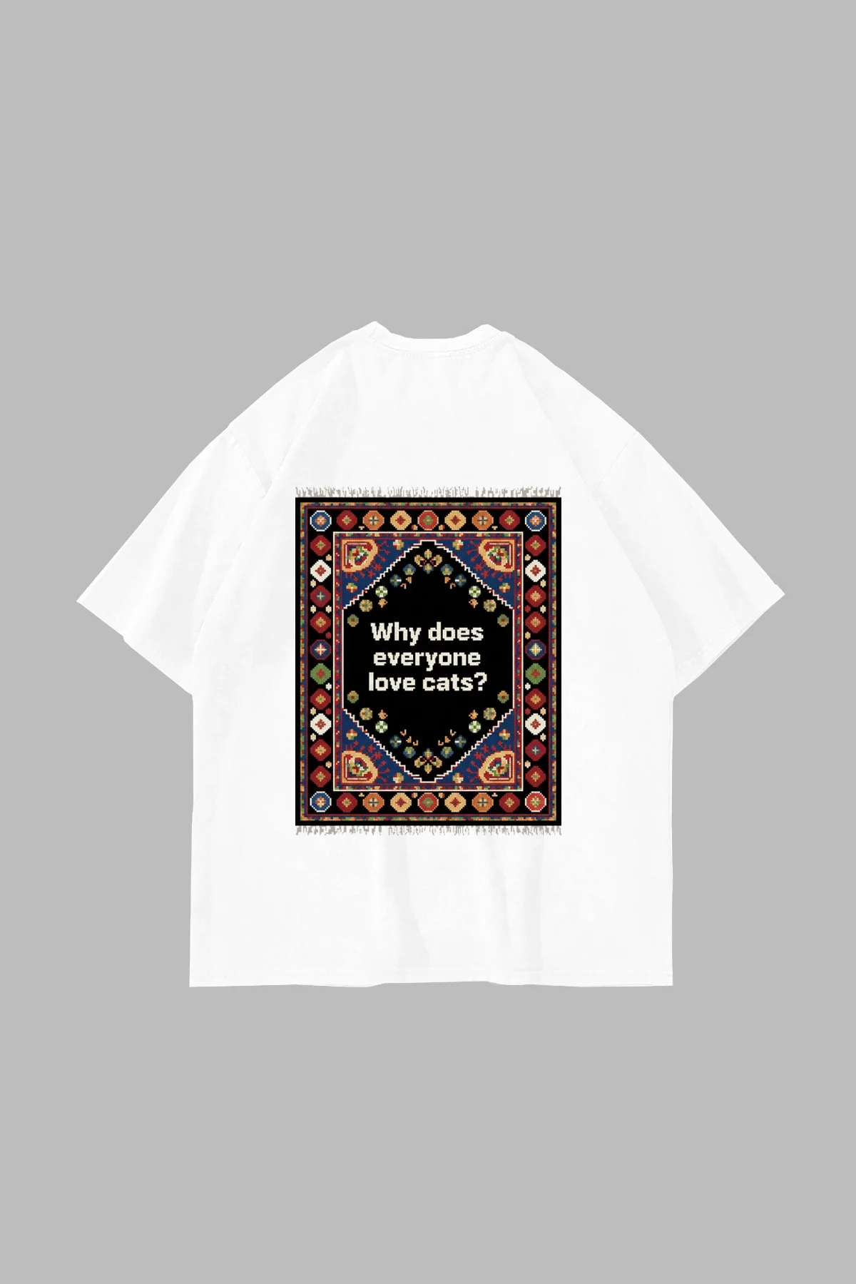 Everyone Love Cats Baskılı Oversize Unisex Beyaz Tshirt