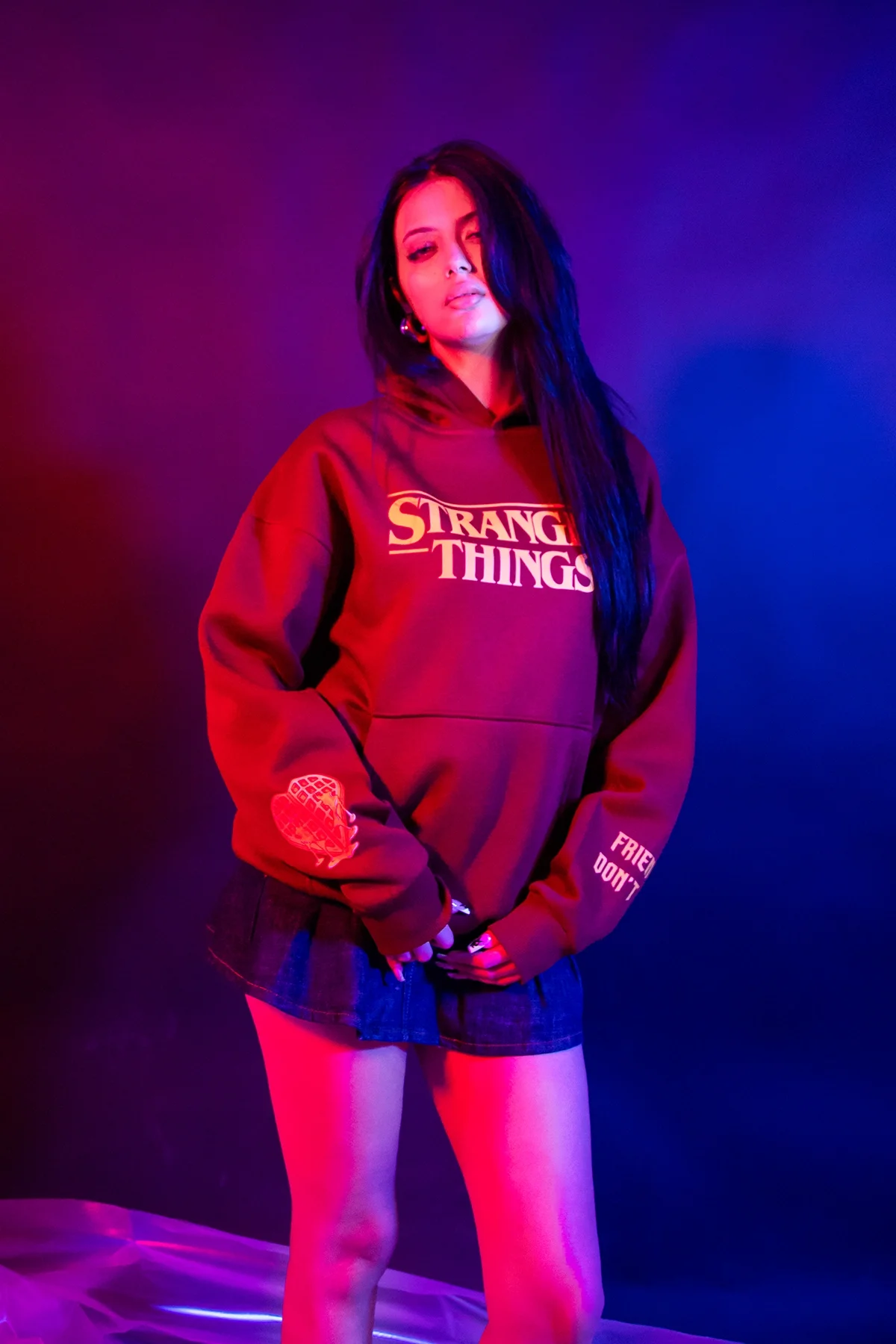 Friends Dont Lie Baskılı Oversize Unisex Bordo Hoodie