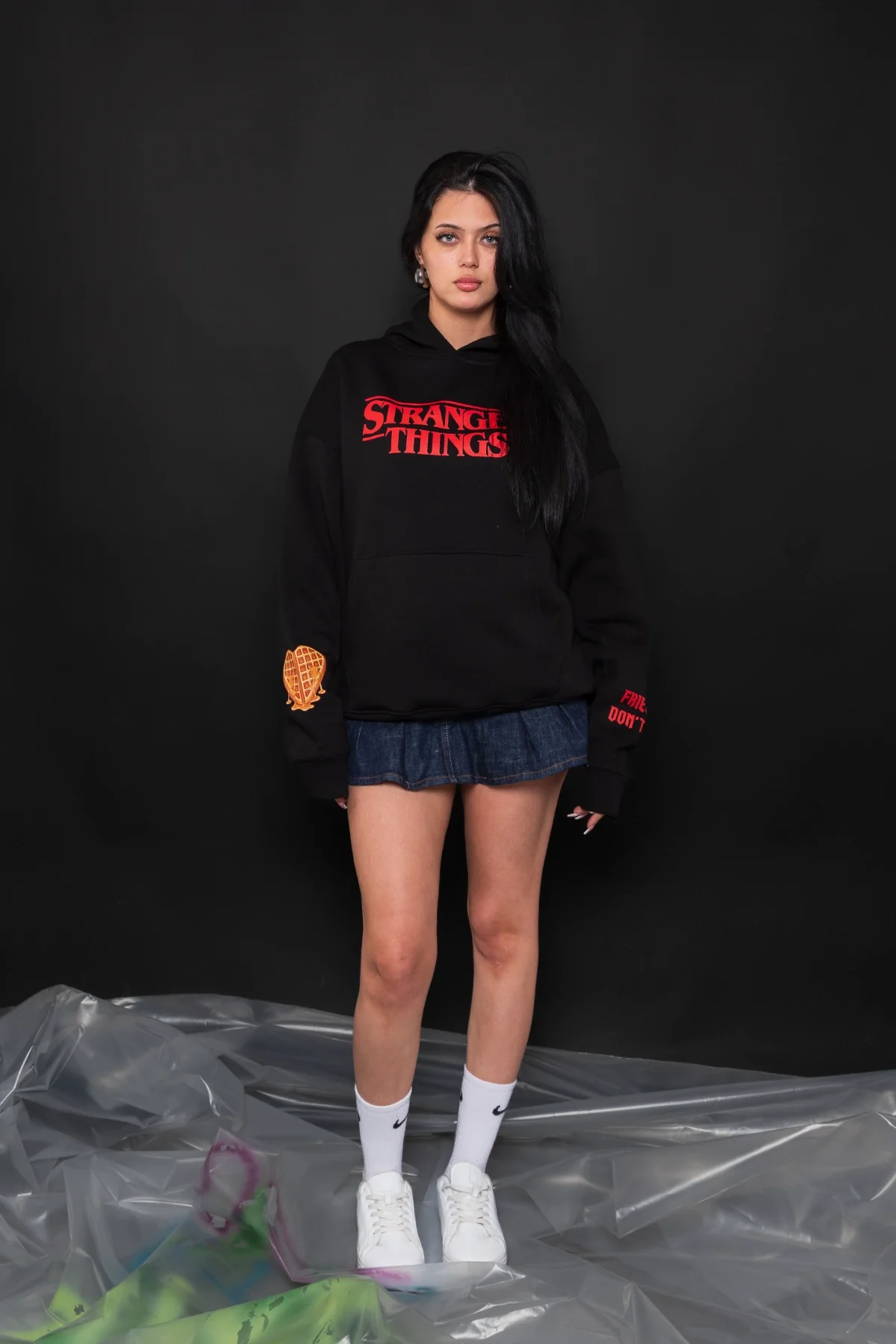 Friends Dont Lie Baskılı Oversize Unisex Siyah Hoodie