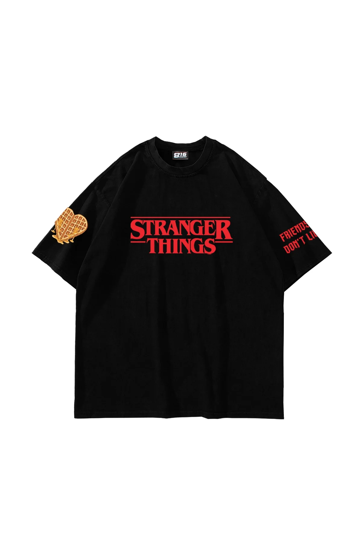 Friends Dont Lie Baskılı Oversize Unisex Siyah Tshirt