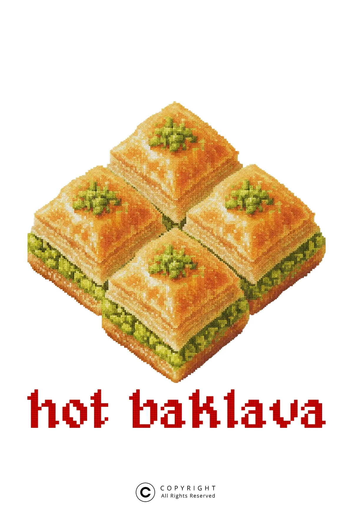 Hot Baklava Baskılı Oversize Unisex Beyaz Tshirt