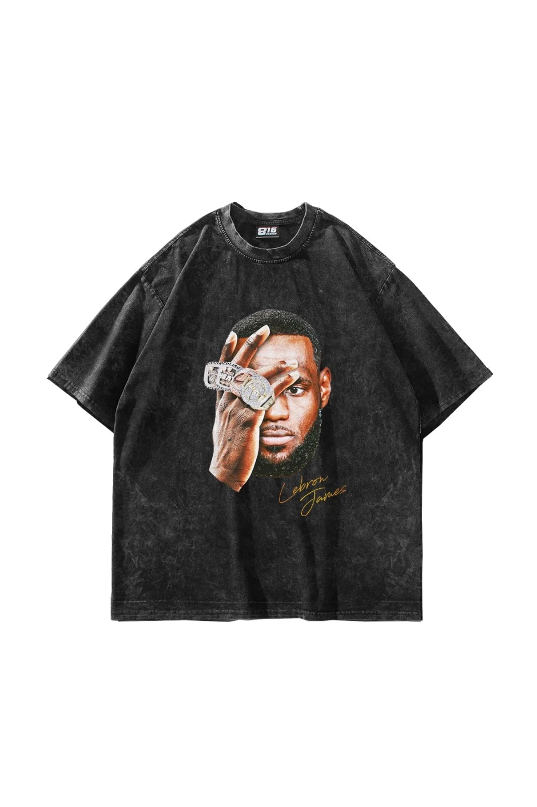 Lebron James Baskılı Oversize Unisex Yıkamalı Siyah Tshirt