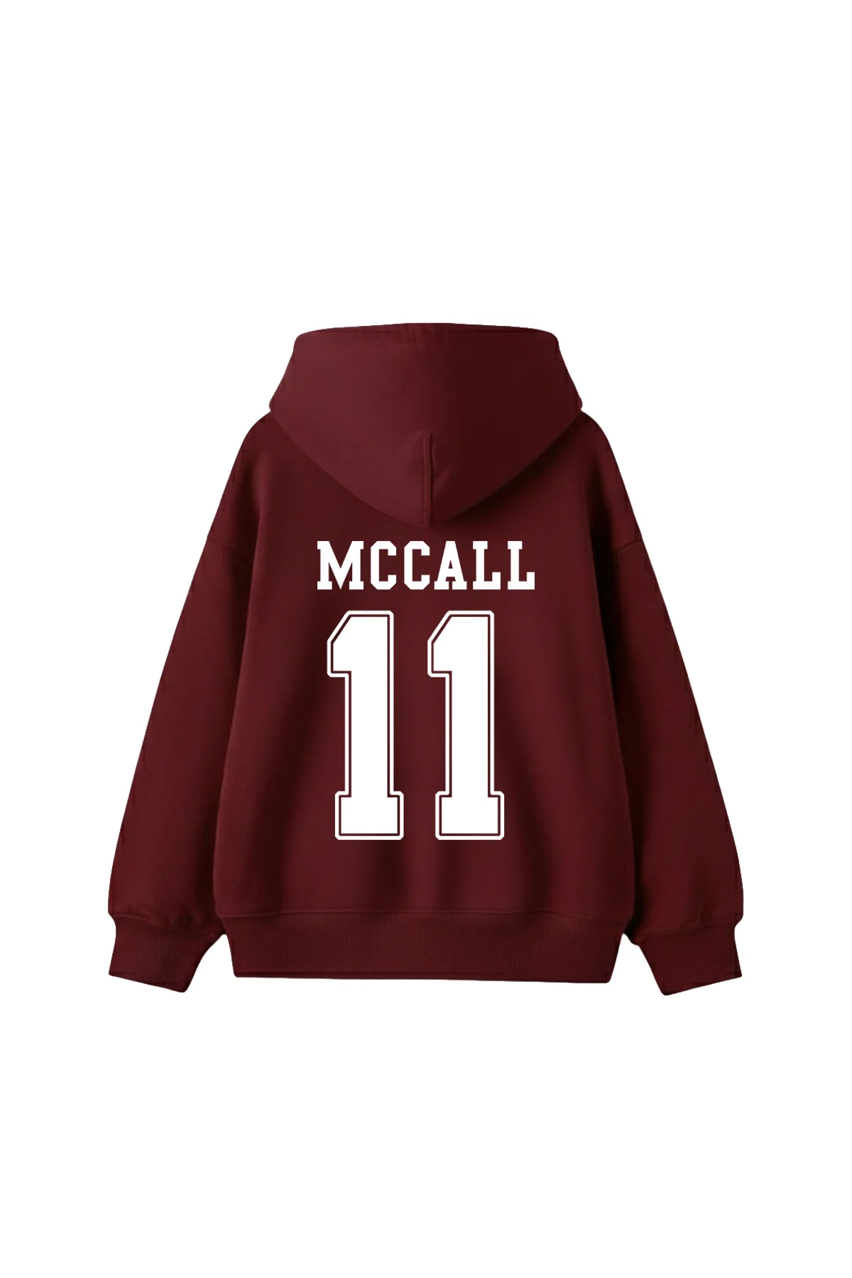 Mccall Baskılı Oversize Unisex Bordo Hoodie