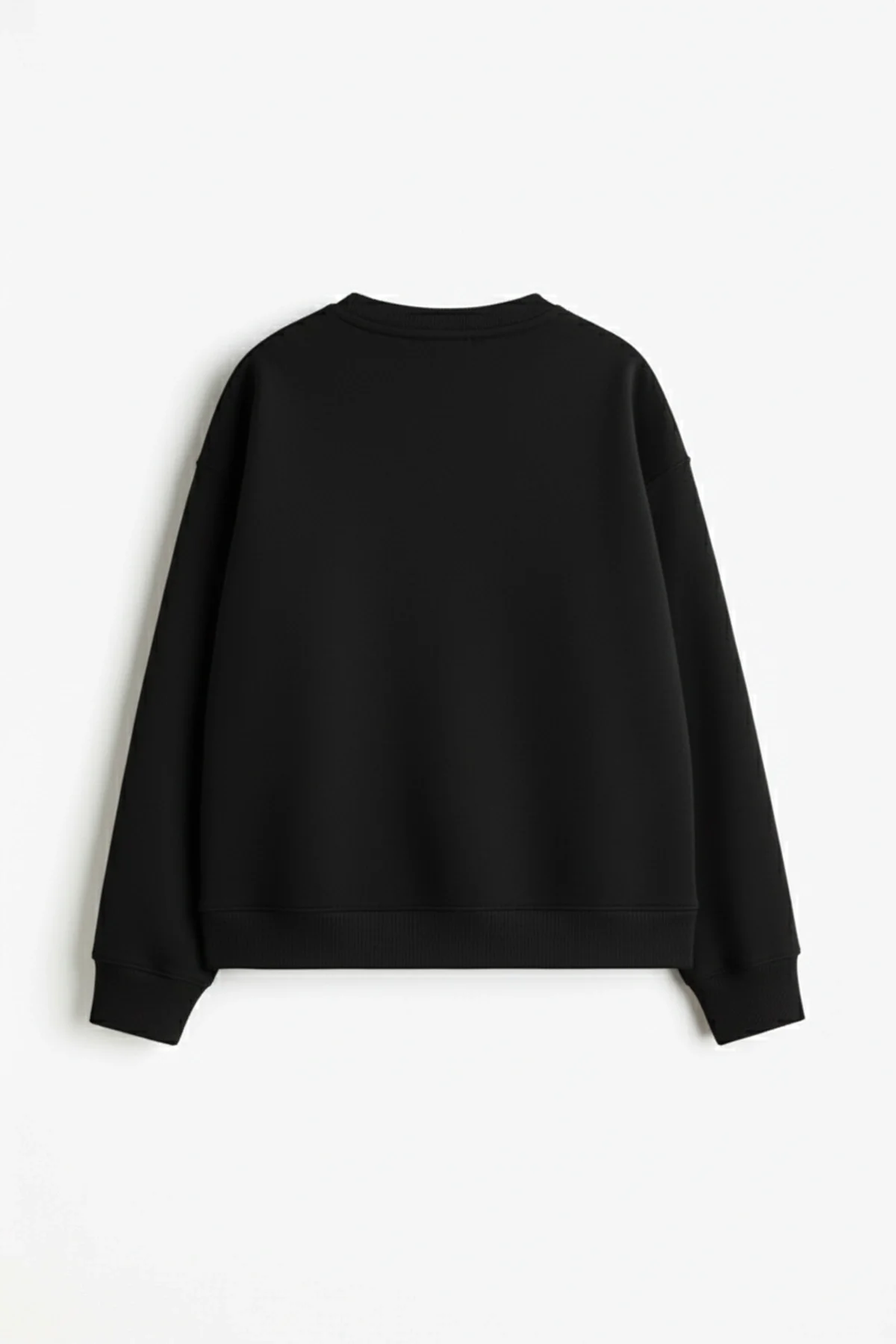 Black Cat Corset Baskılı Kapüşonsuz Relaxed Fit Kadın Siyah Sweatshirt