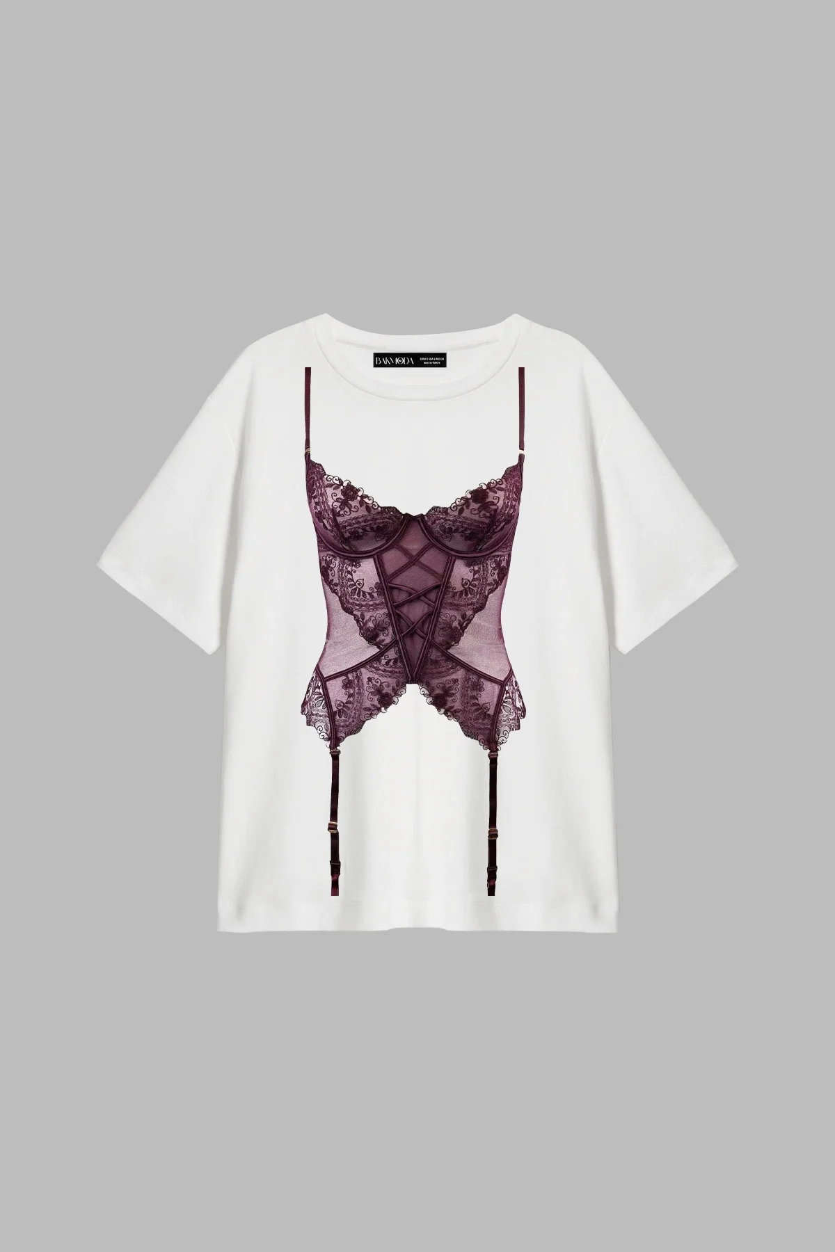 Mulberry Baskılı Relaxed Fit Beyaz Kadın Tshirt