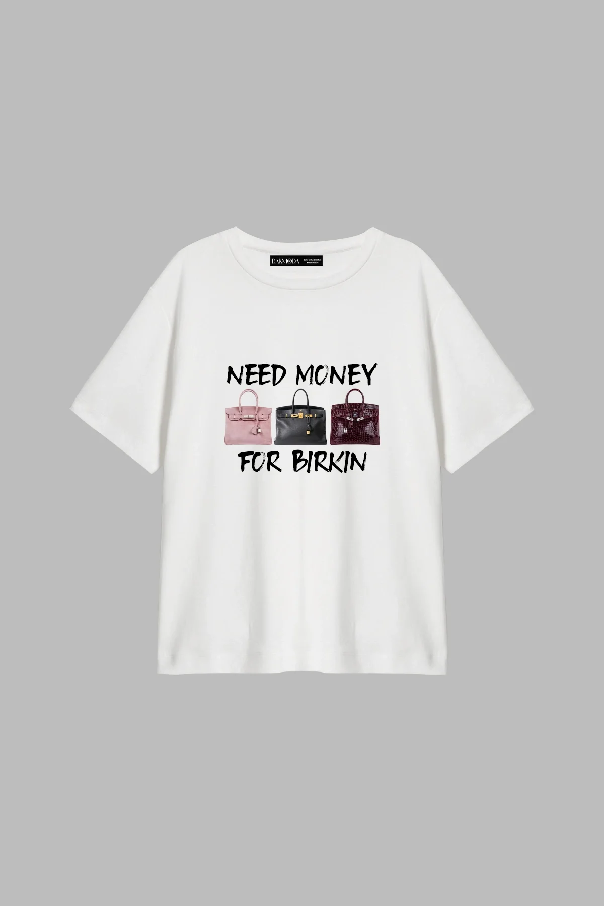 Need Money For B. Baskılı Relaxed Fit Beyaz Kadın Tshirt