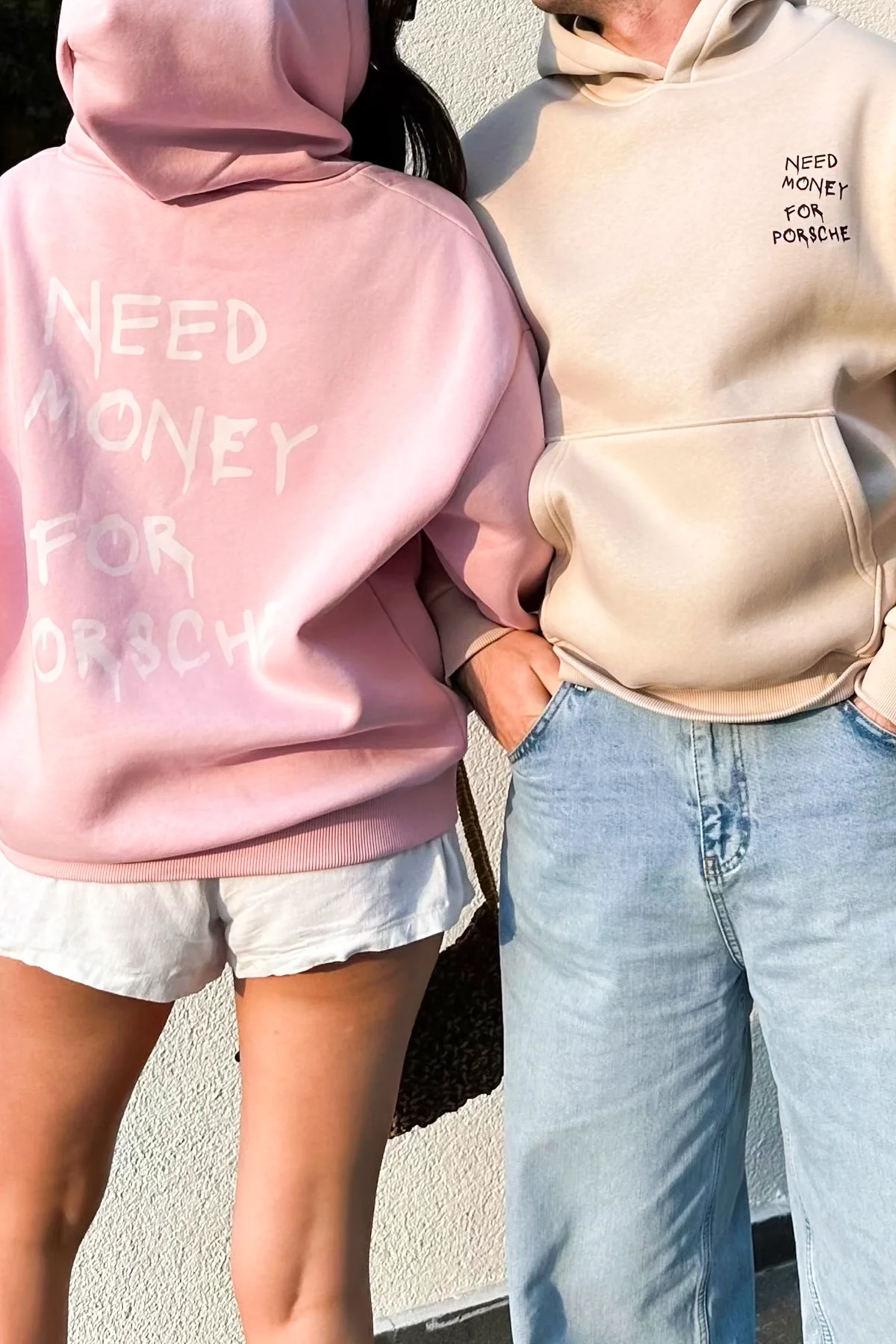 Need Money for Porsche Baskılı Oversize Unisex Pembe Hoodie