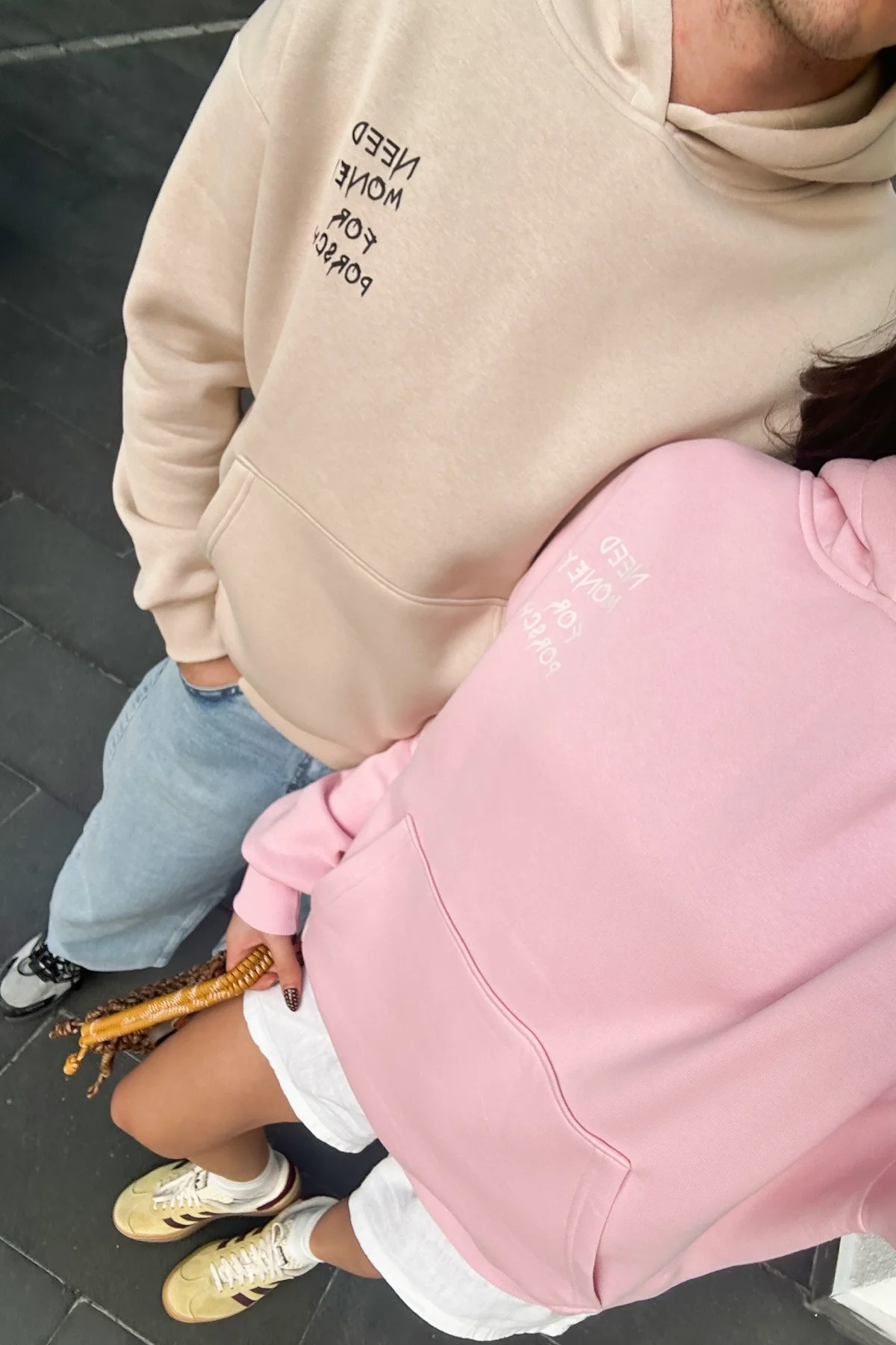 Need Money for Porsche Baskılı Oversize Unisex Pembe Hoodie