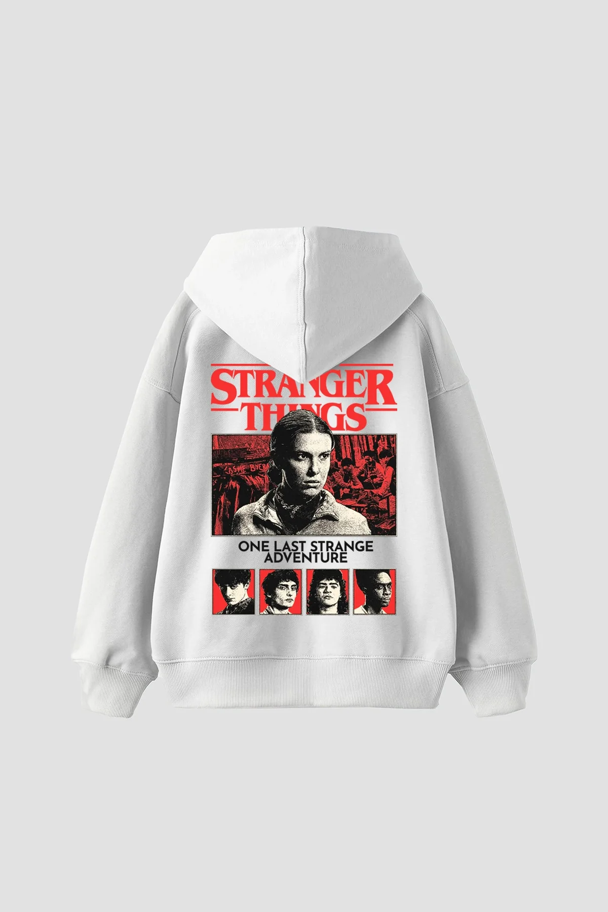 One Last Strange Baskılı Oversize Unisex Beyaz Hoodie