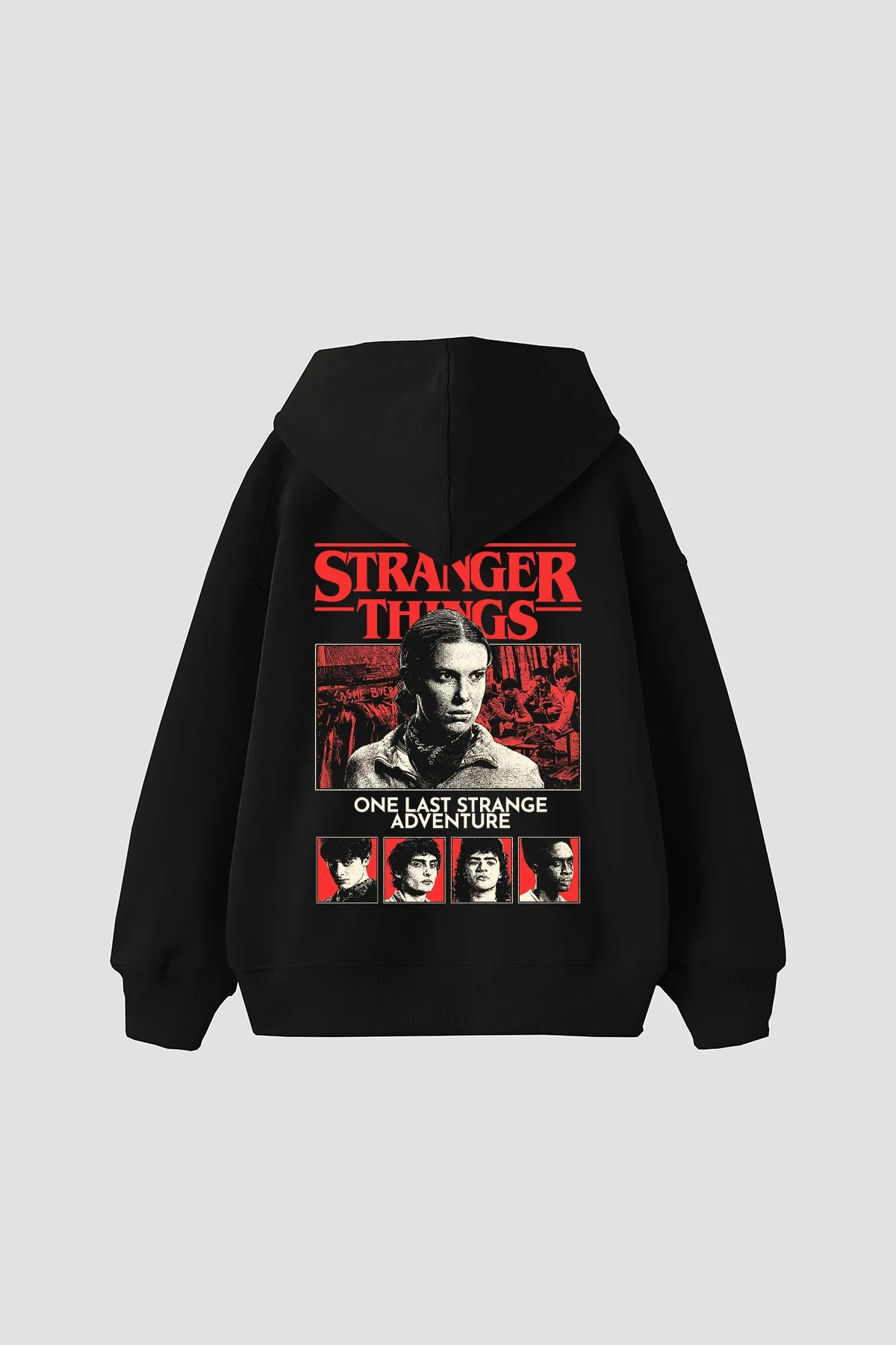 One Last Strange Baskılı Oversize Unisex Siyah Hoodie