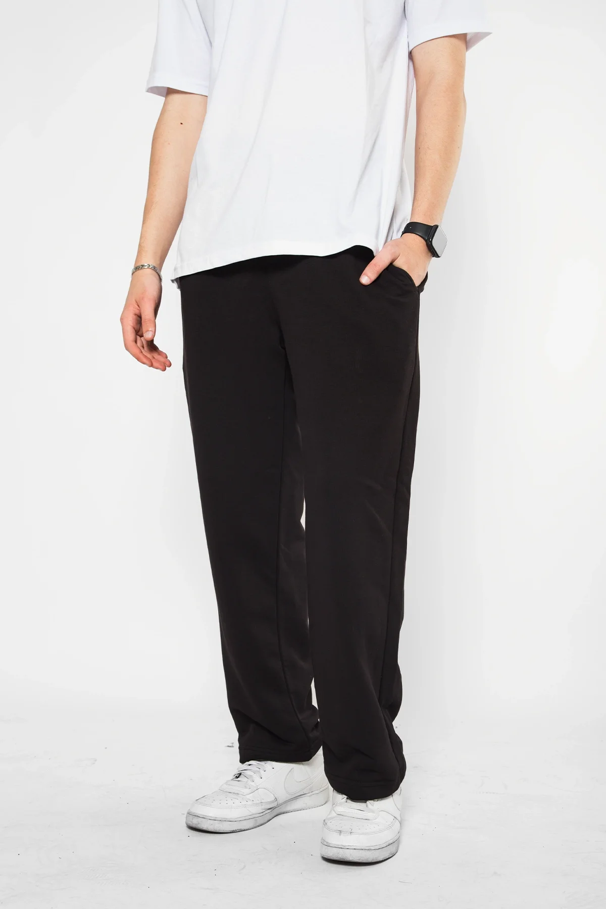 Premium Basic Wide Leg Erkek Siyah Eşofman Altı