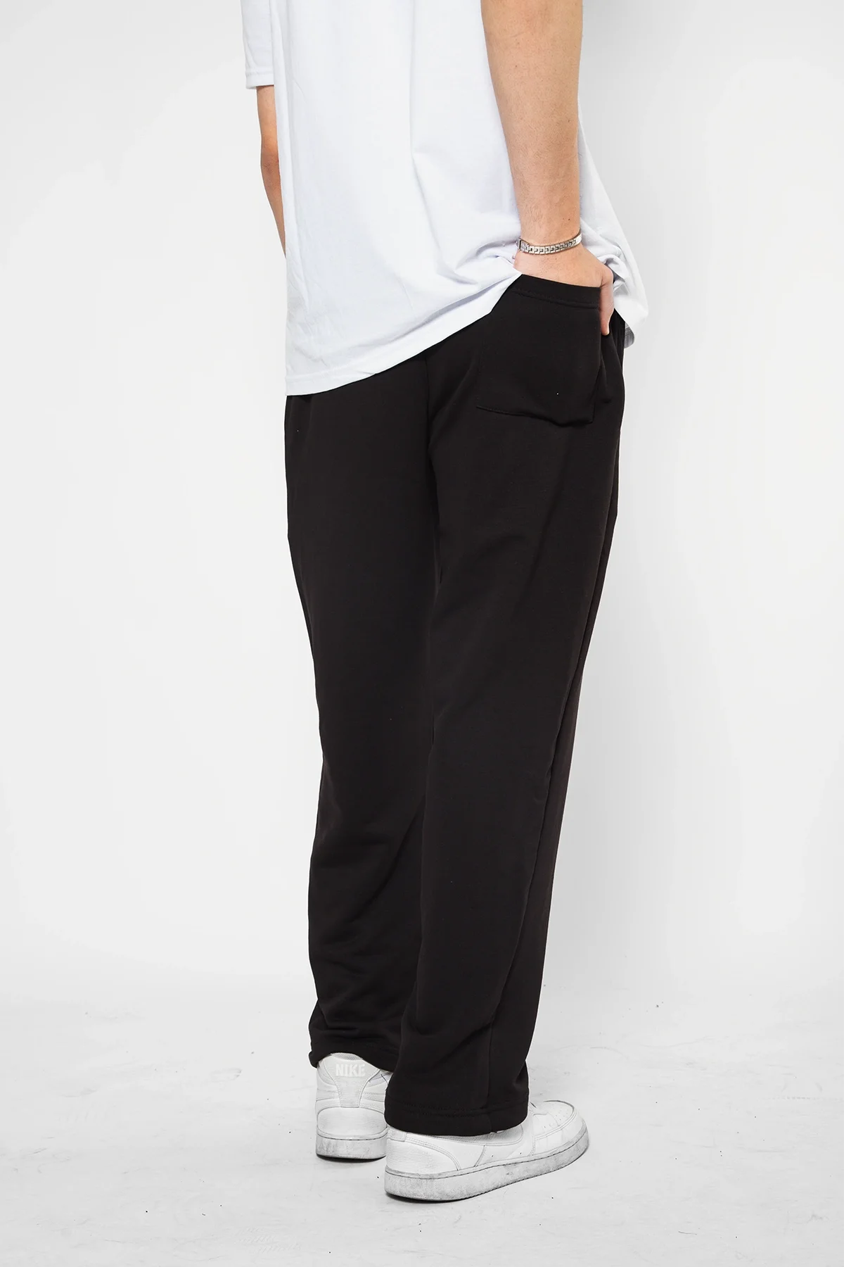 Premium Basic Wide Leg Erkek Siyah Eşofman Altı