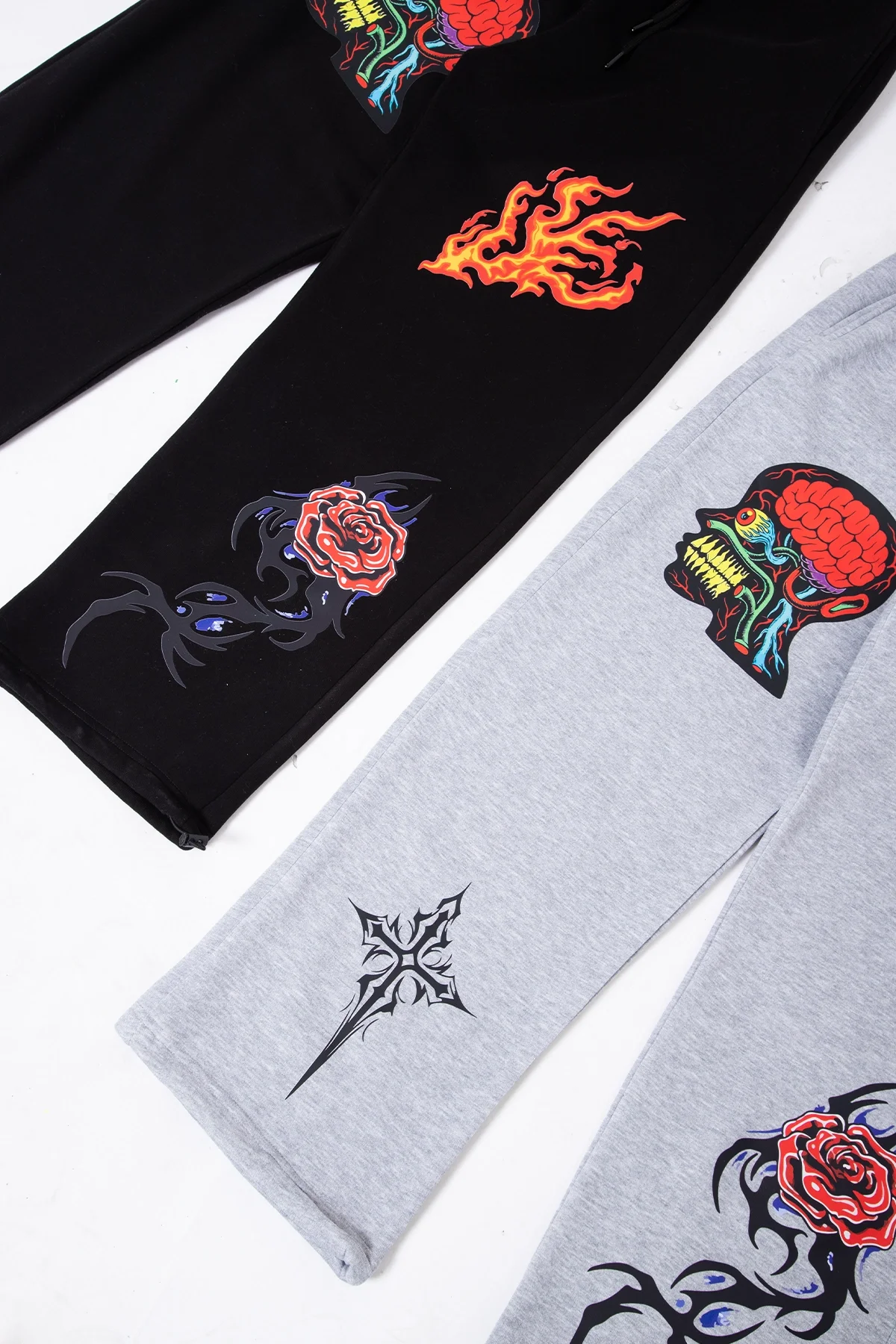 Premium Challenge Your Mind Wide Leg Erkek Gri Eşofman Altı