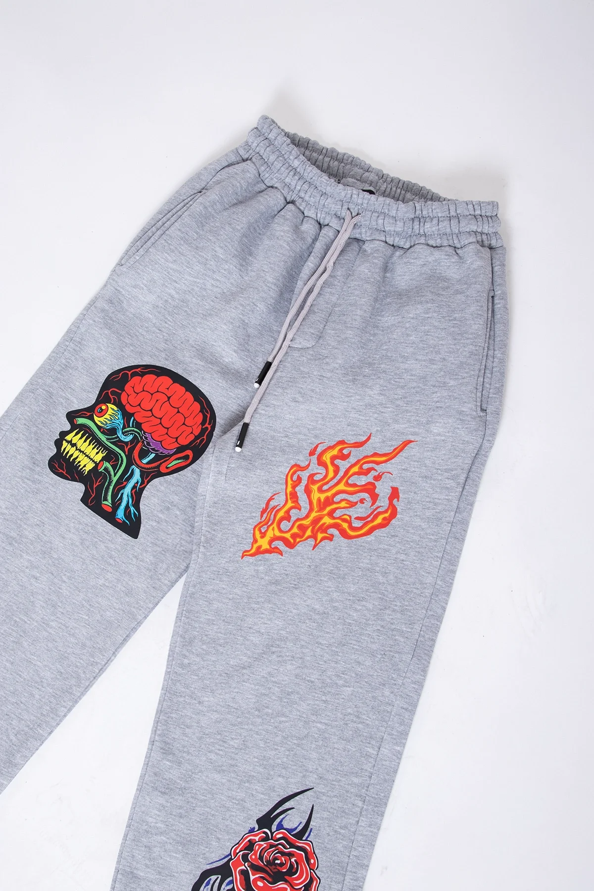 Premium Challenge Your Mind Wide Leg Erkek Gri Eşofman Altı