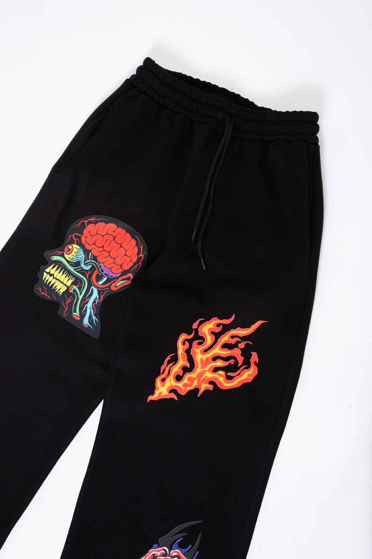 Premium Challenge Your Mind Wide Leg Erkek Siyah Eşofman Altı