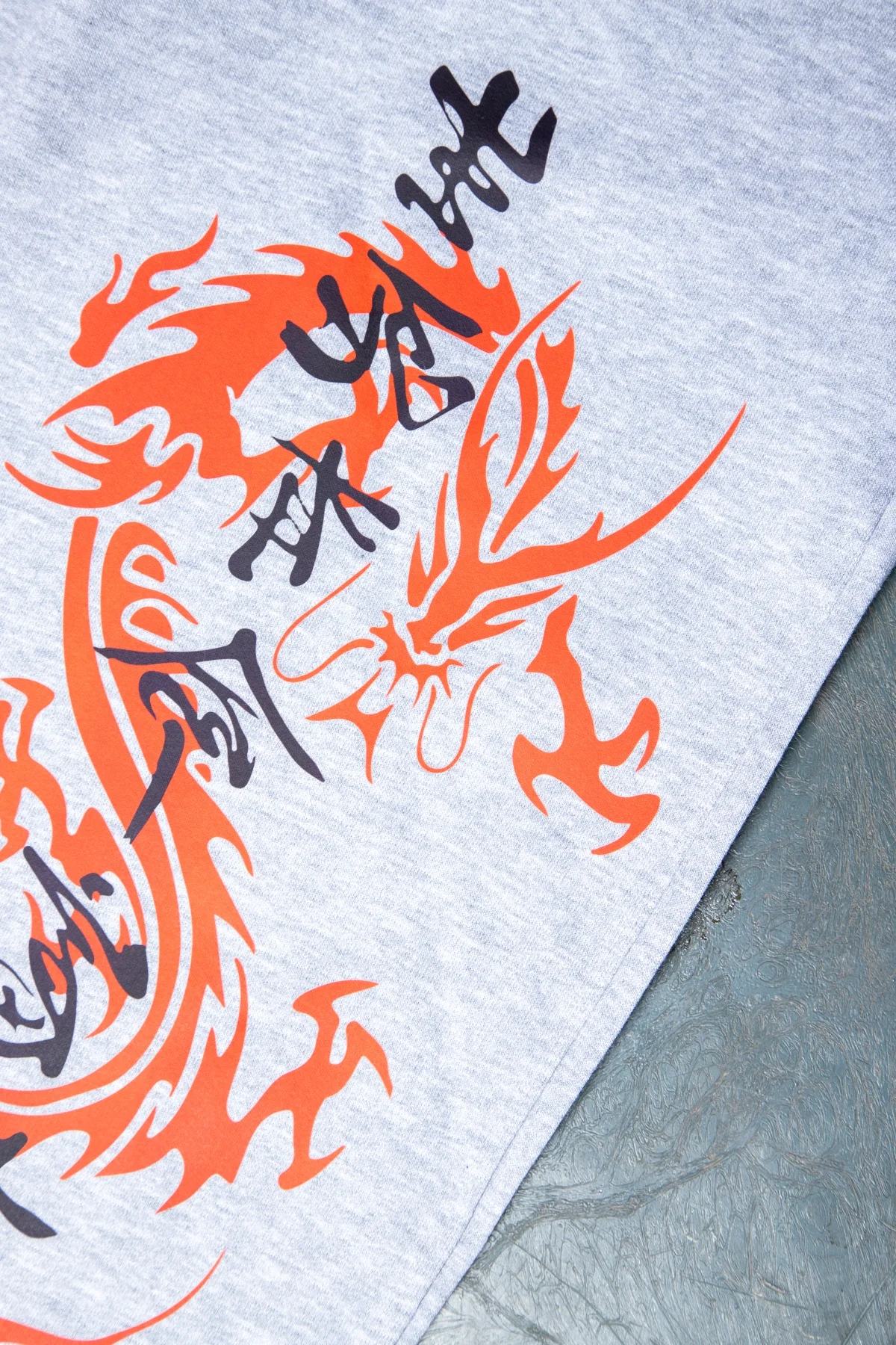 Premium Dragon Wide Leg Erkek Gri Eşofman Altı